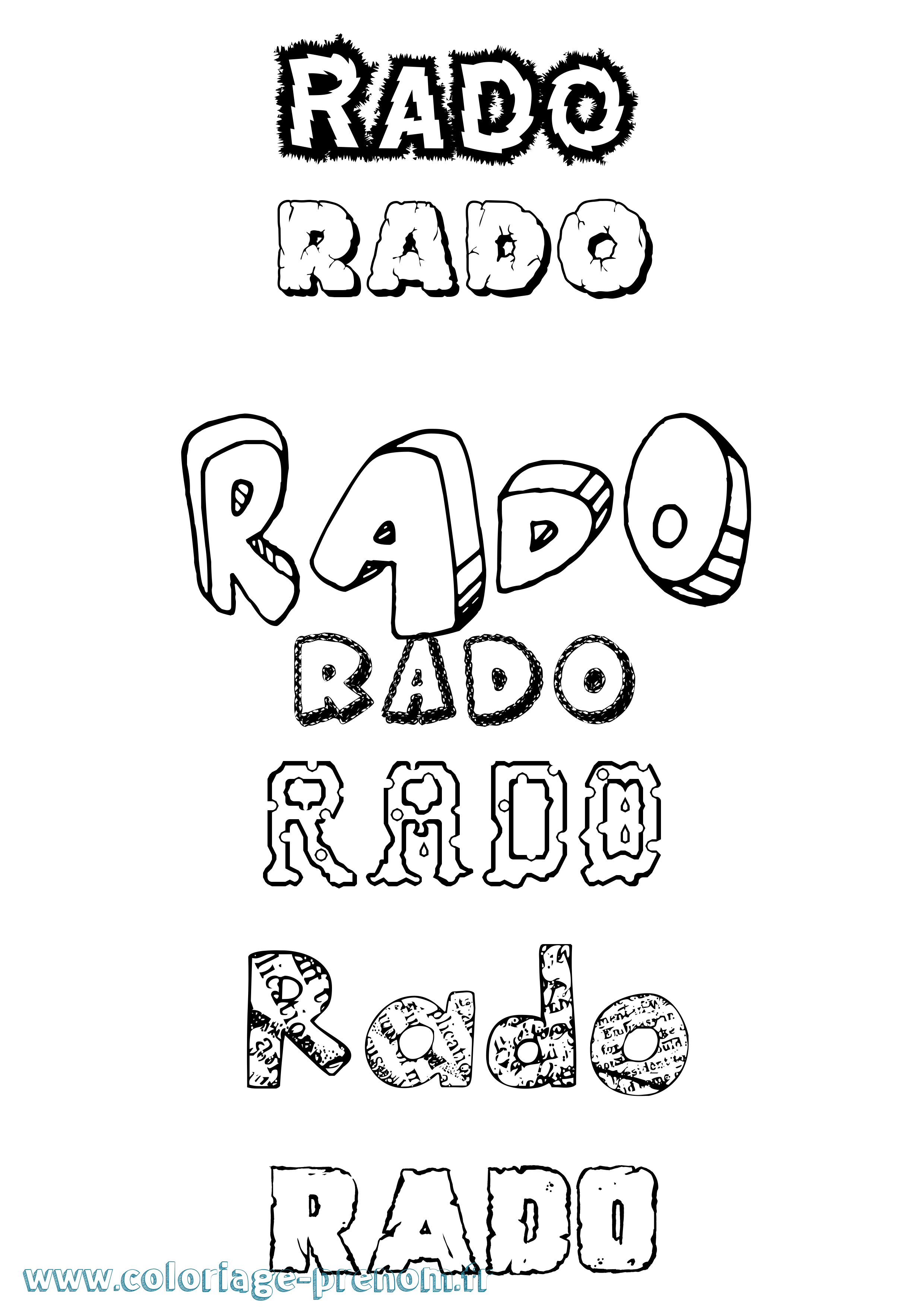 Coloriage Rado Destructuré Coloriage prénom Rado Destructuré
