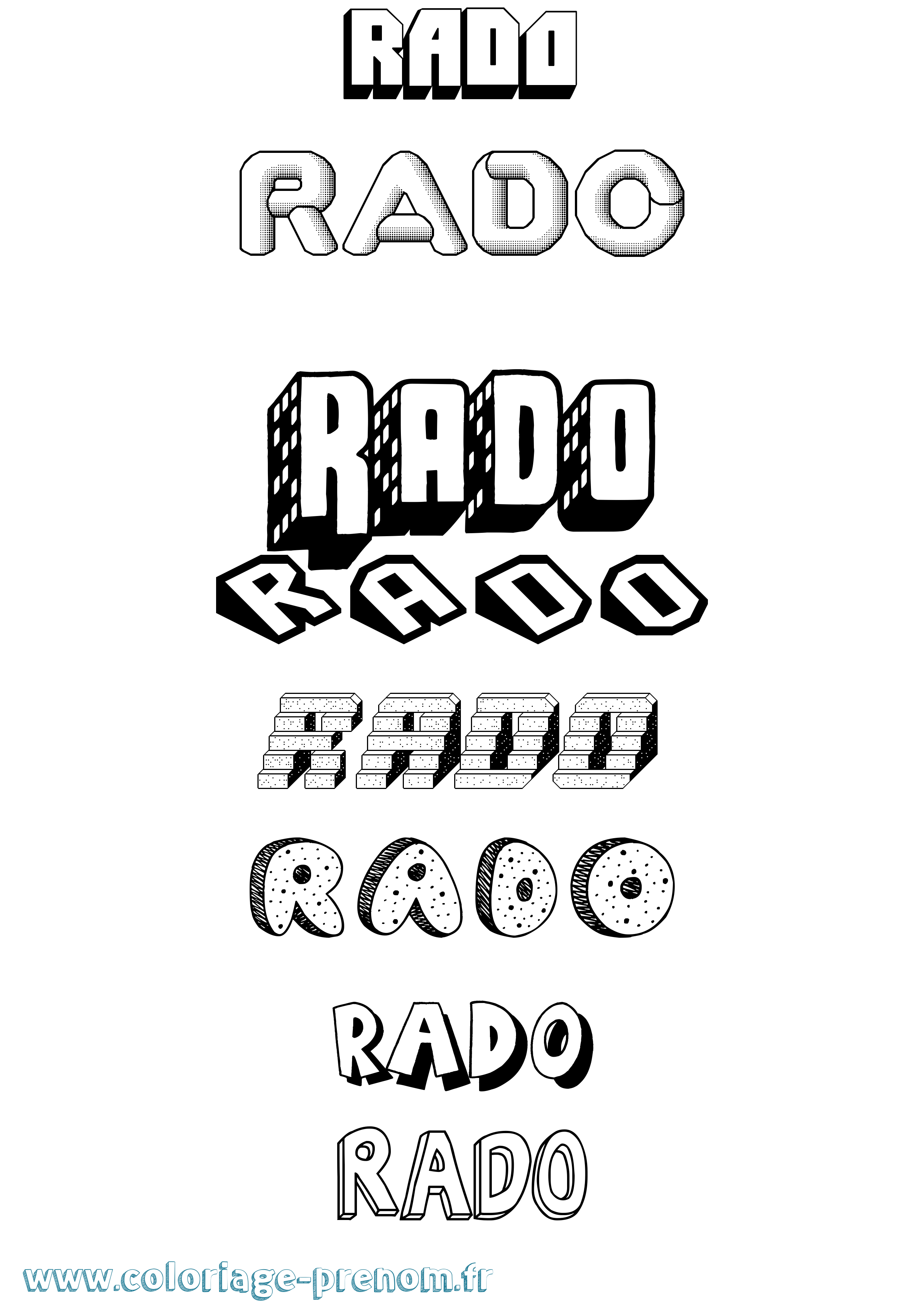 Coloriage Rado Effet 3D Coloriage prénom Rado Effet 3D