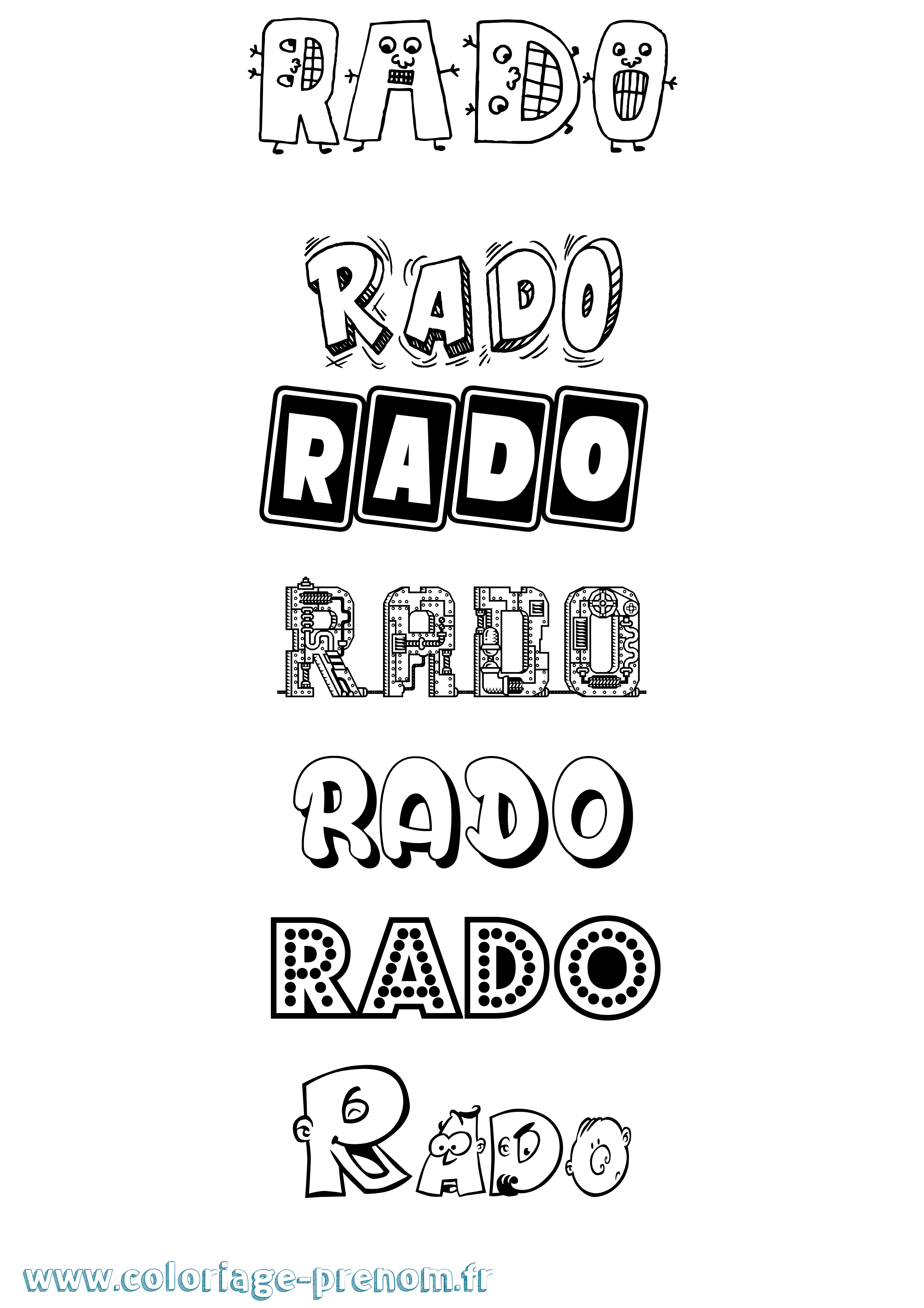 Coloriage Rado Fun Coloriage prénom Rado Fun