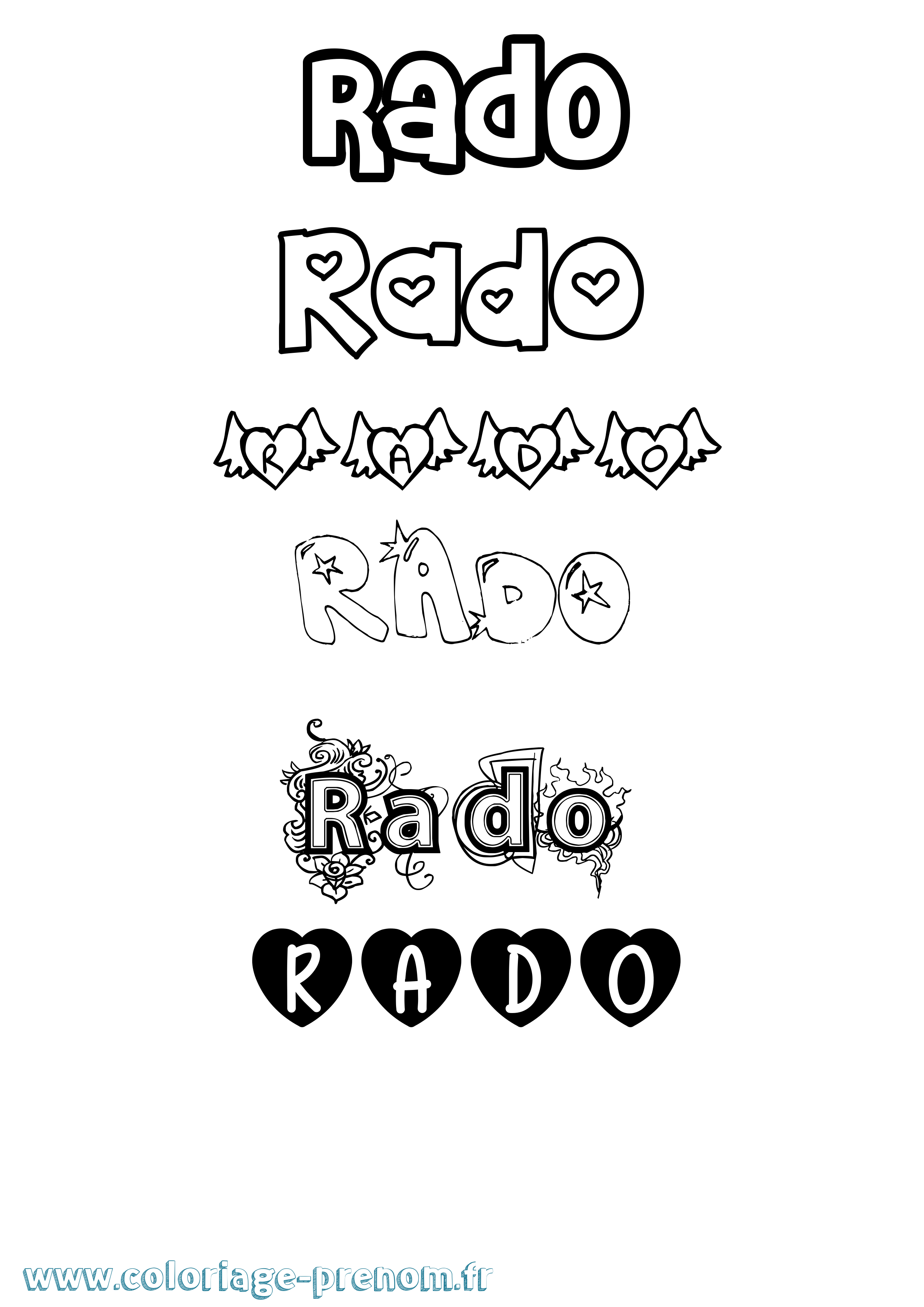 Coloriage Rado Girly Coloriage prénom Rado Girly