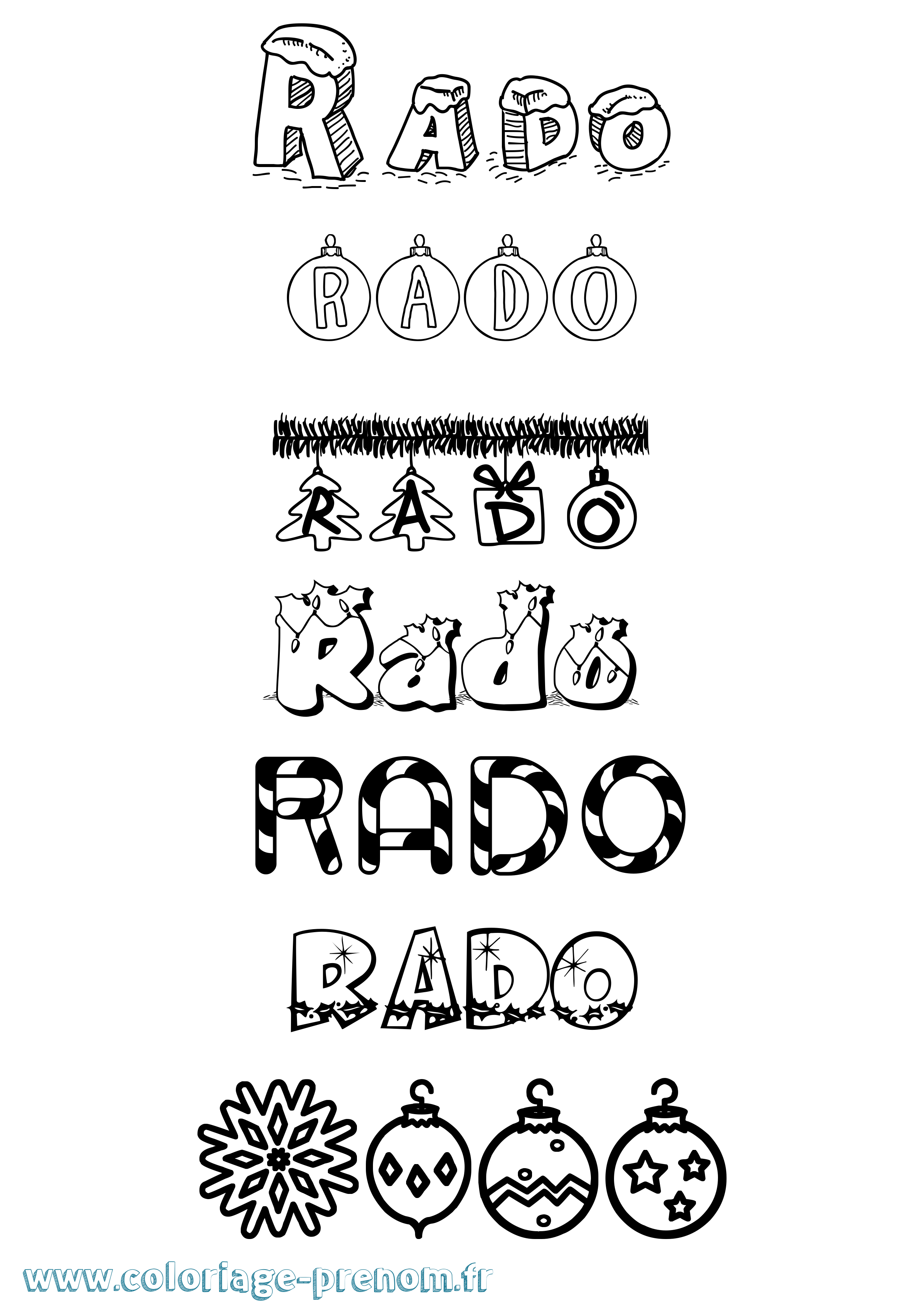 Coloriage Rado Noël Coloriage prénom Rado Noël