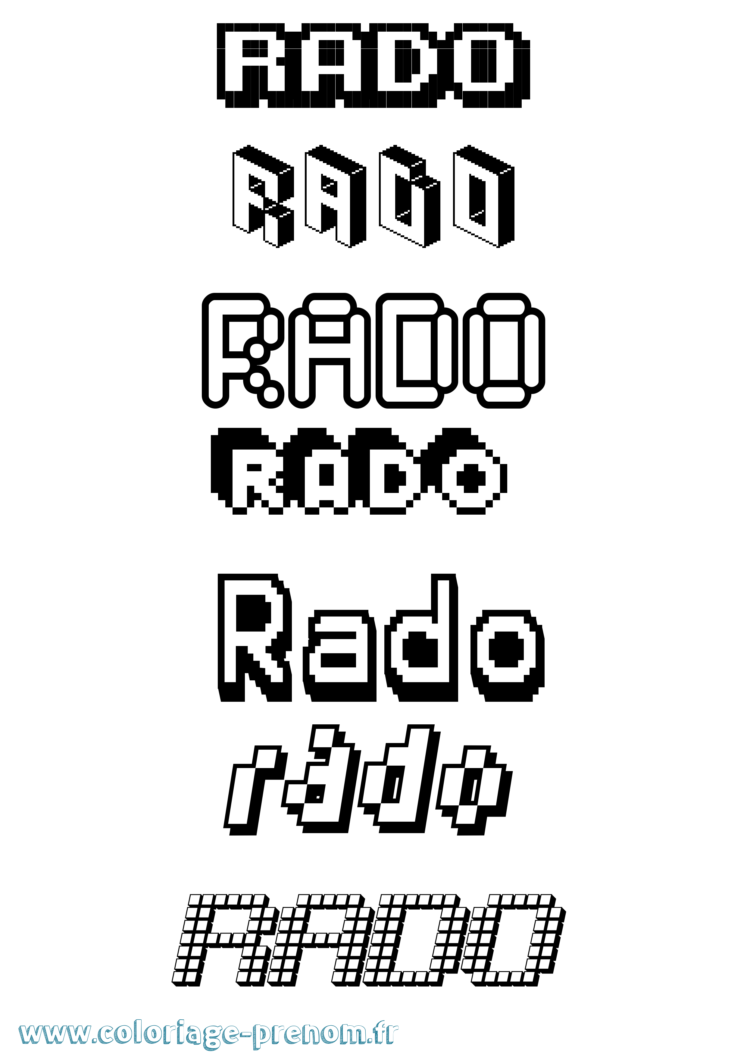 Coloriage Rado Pixel Coloriage prénom Rado Pixel