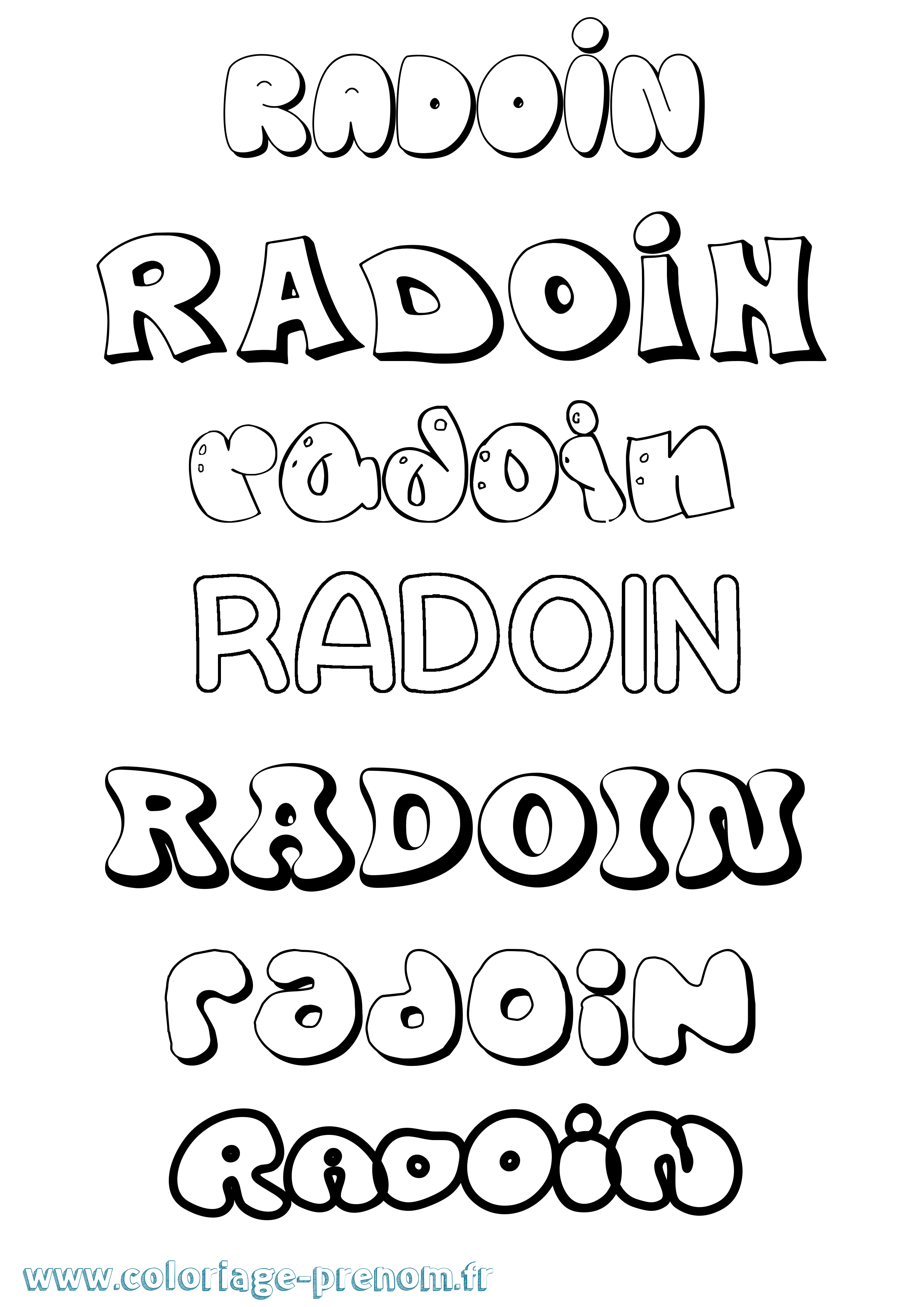 Coloriage prénom Radoin Bubble