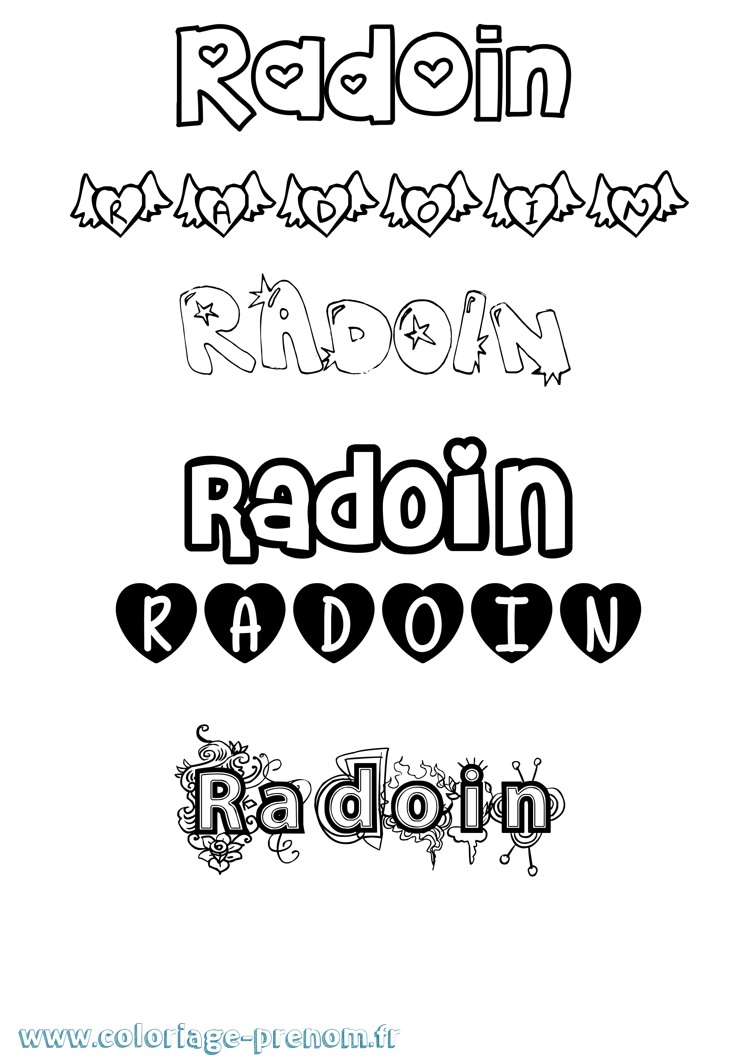 Coloriage prénom Radoin Girly