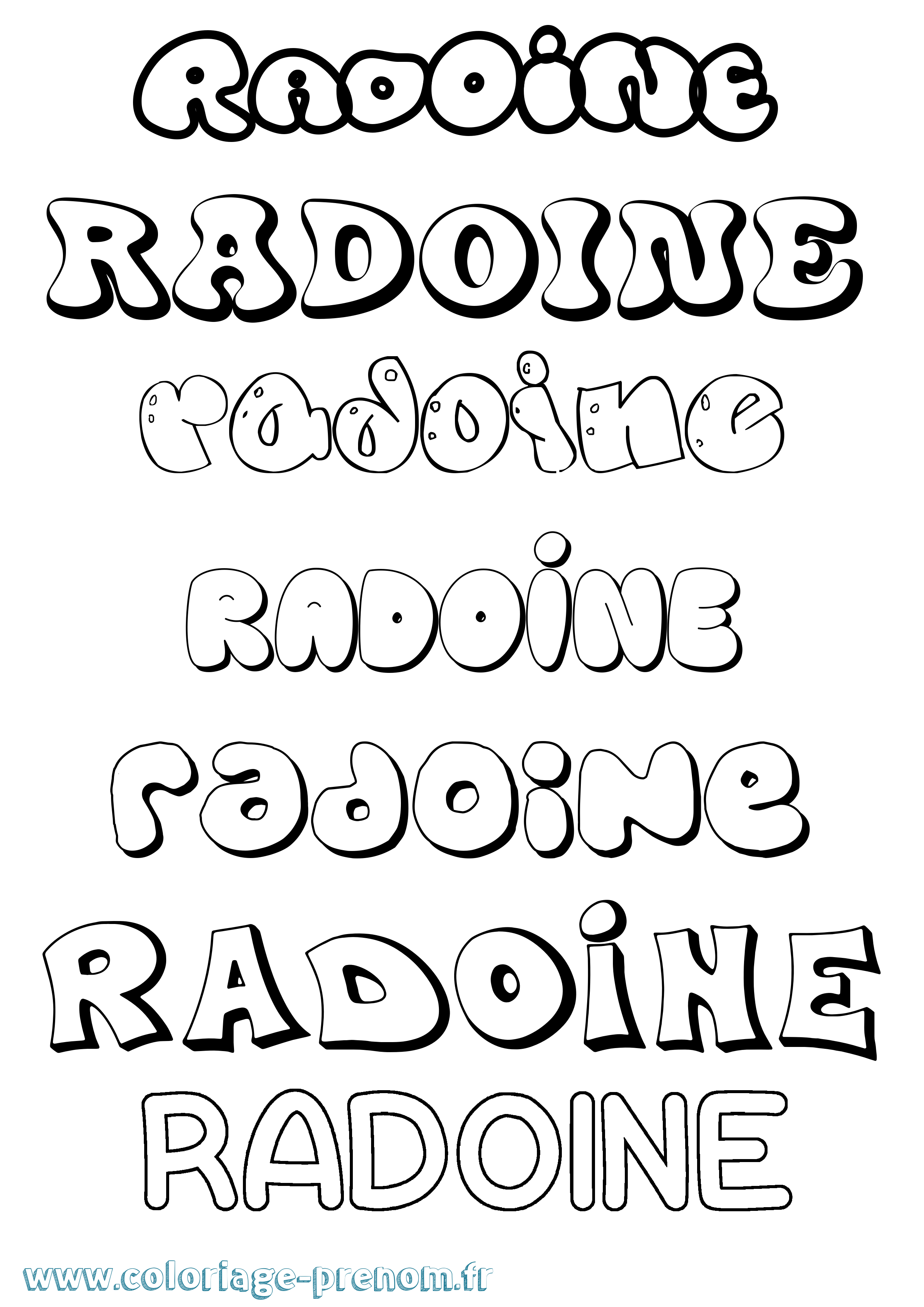 Coloriage prénom Radoine Bubble