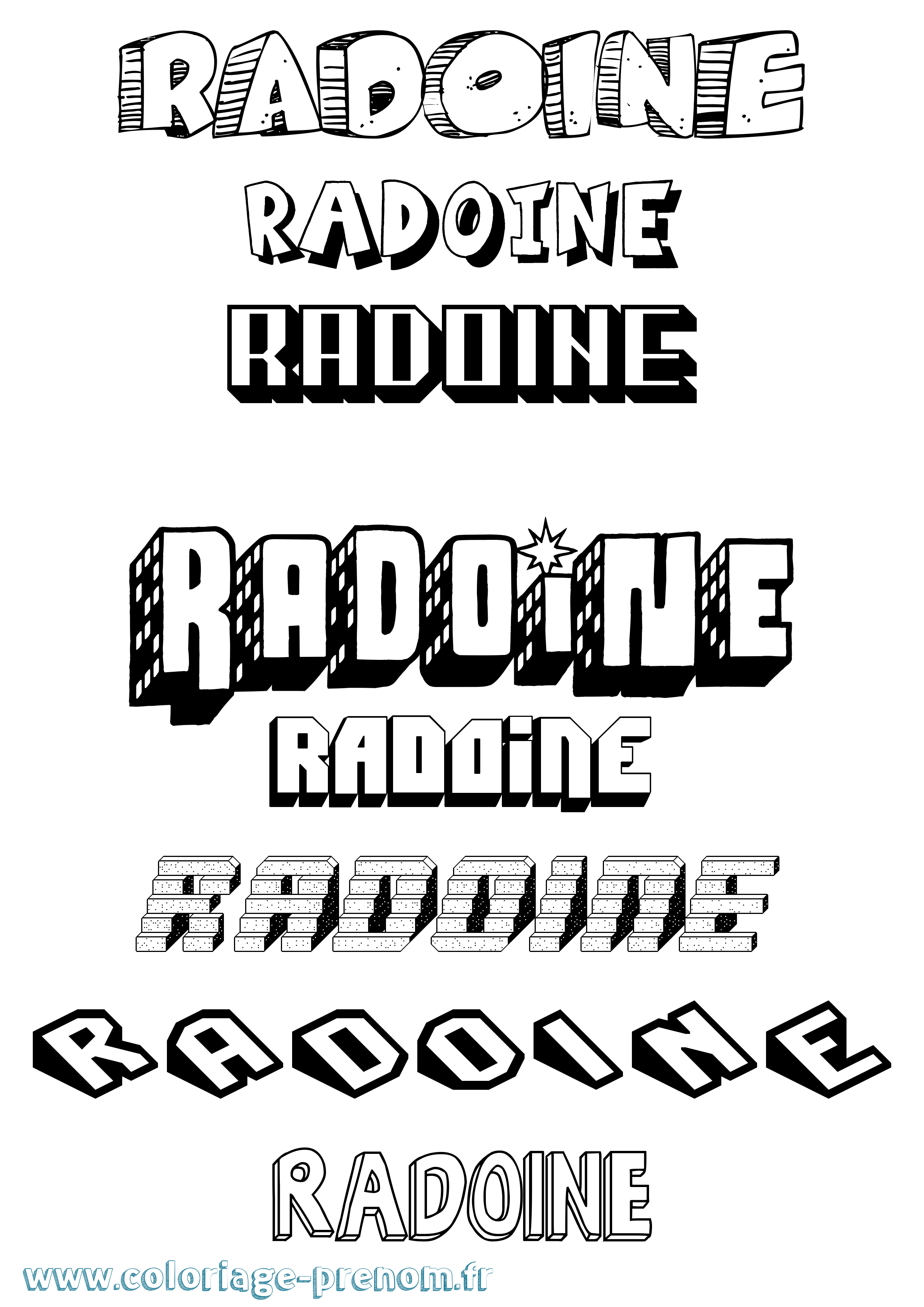 Coloriage prénom Radoine Effet 3D
