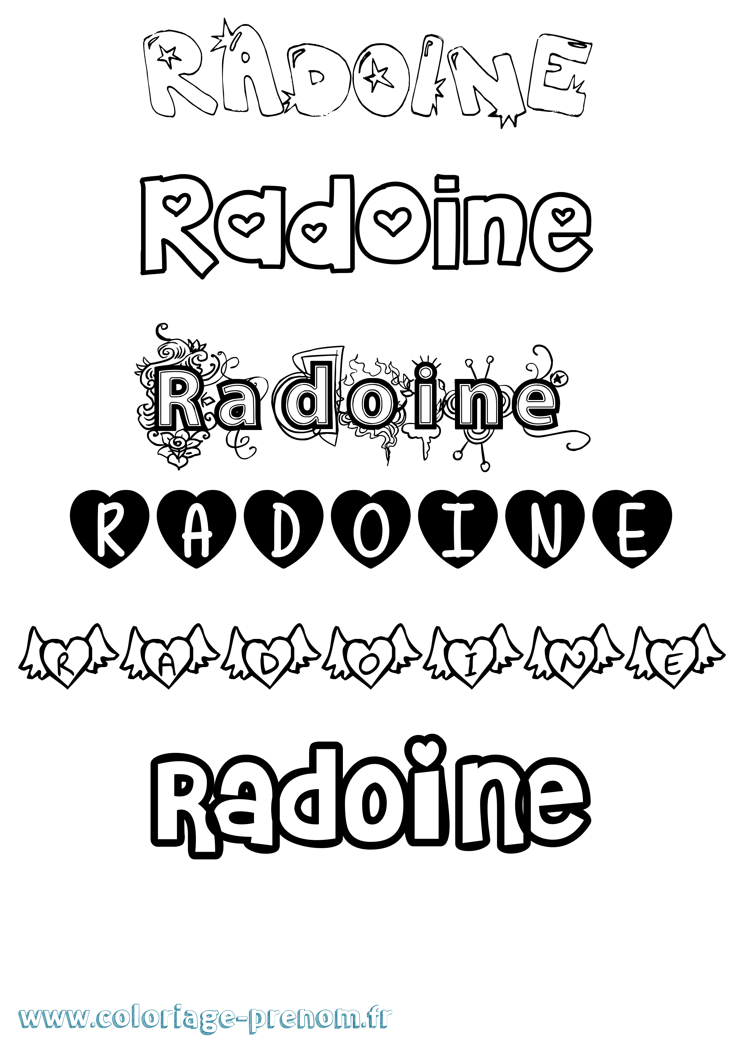 Coloriage prénom Radoine Girly