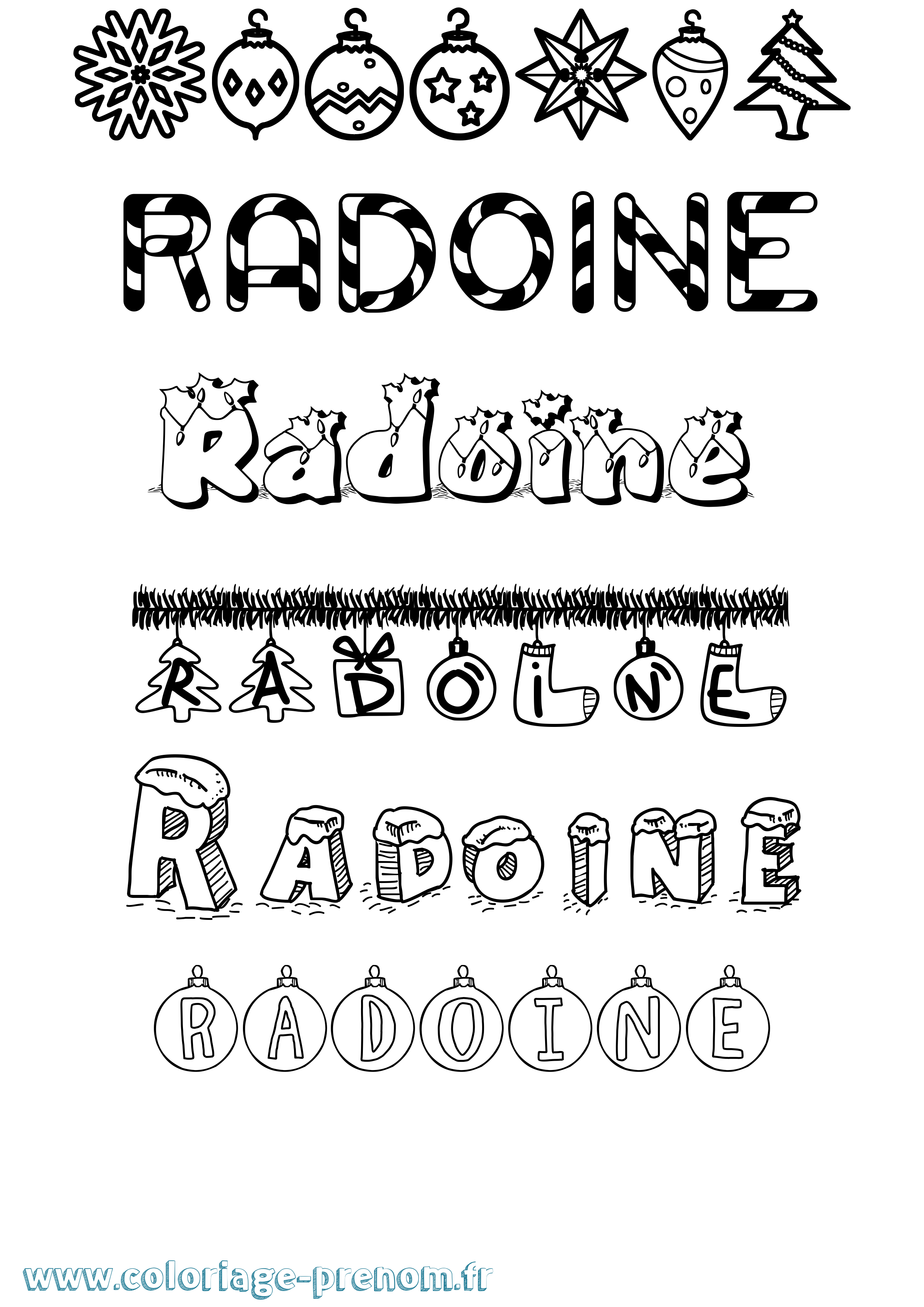 Coloriage prénom Radoine Noël