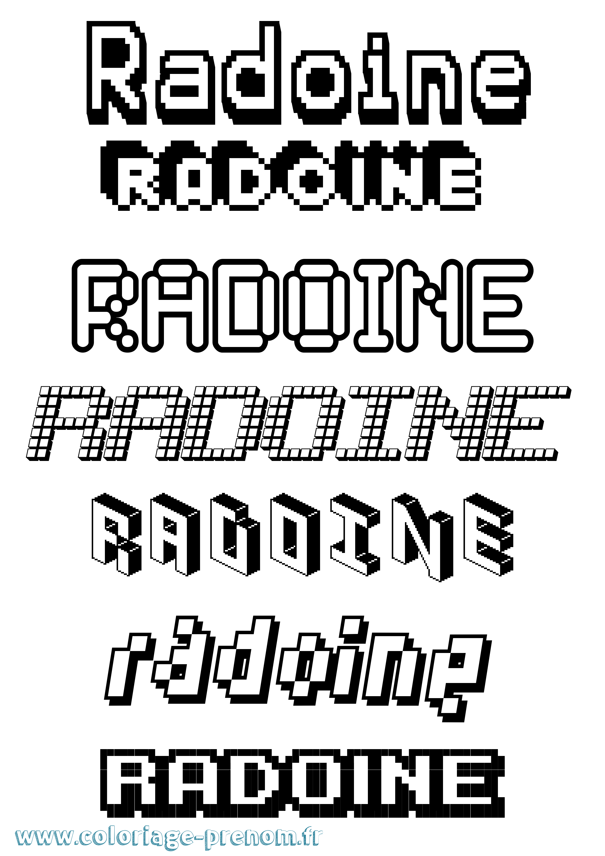 Coloriage prénom Radoine Pixel