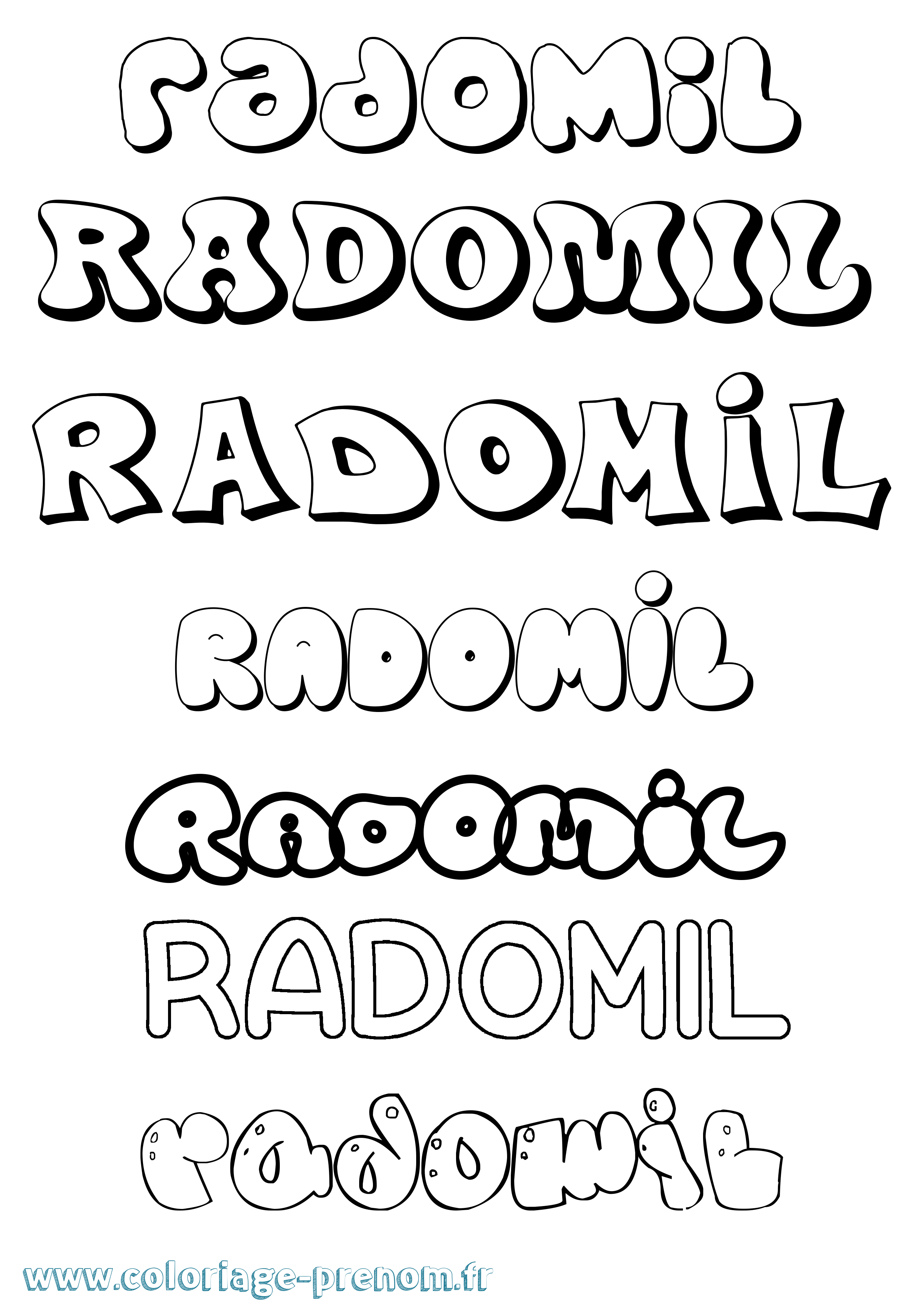 Coloriage prénom Radomil Bubble