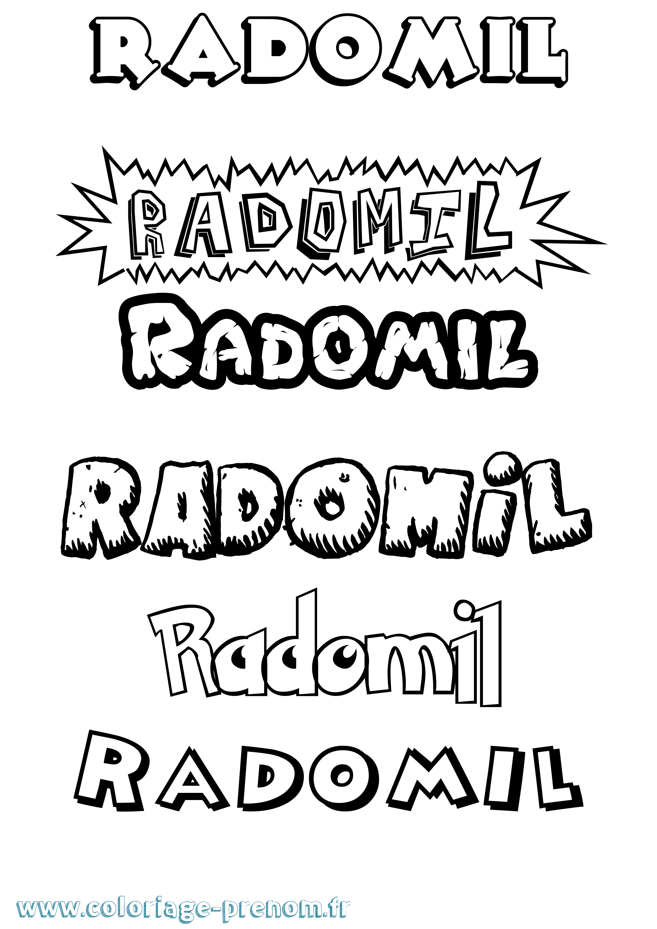 Coloriage prénom Radomil Dessin Animé