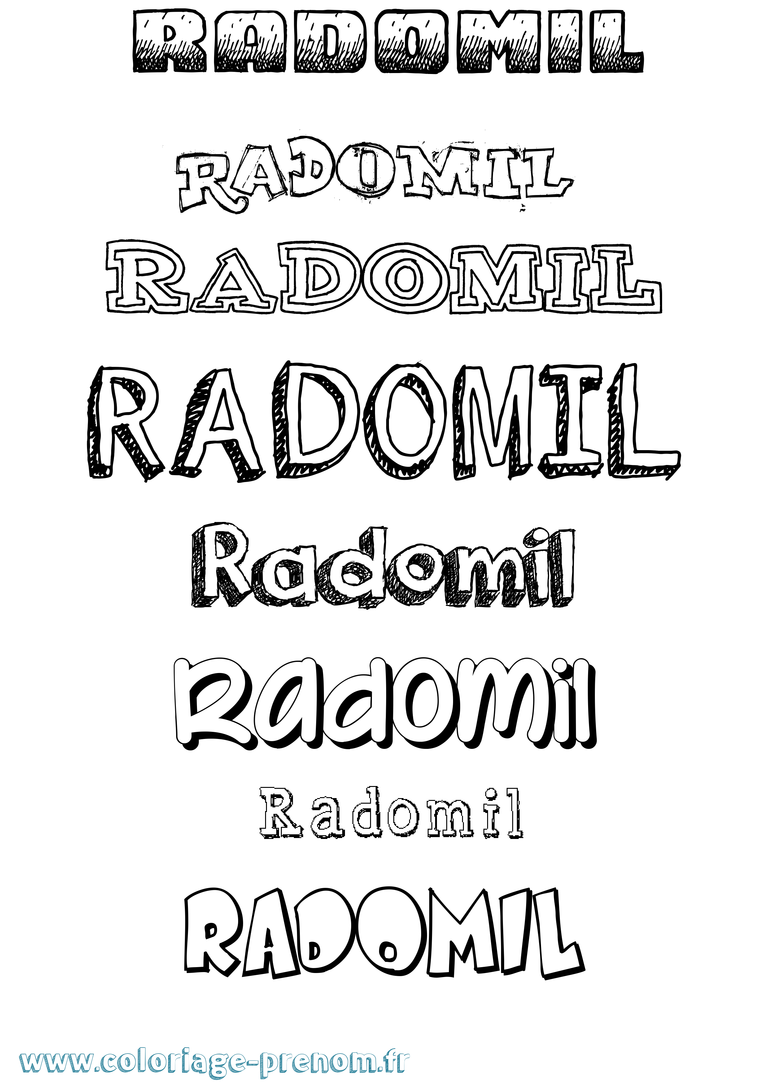 Coloriage prénom Radomil Dessiné