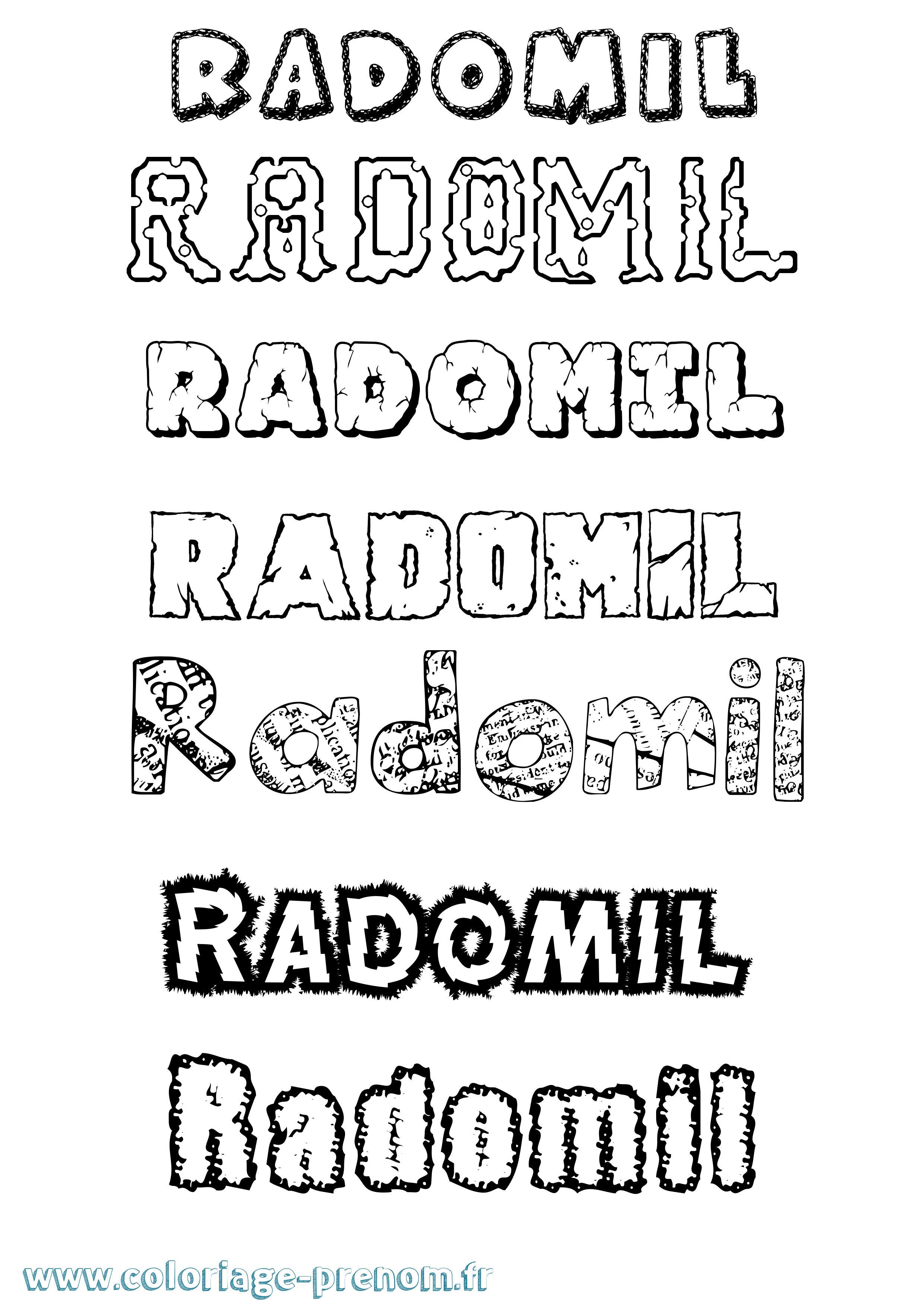 Coloriage prénom Radomil Destructuré