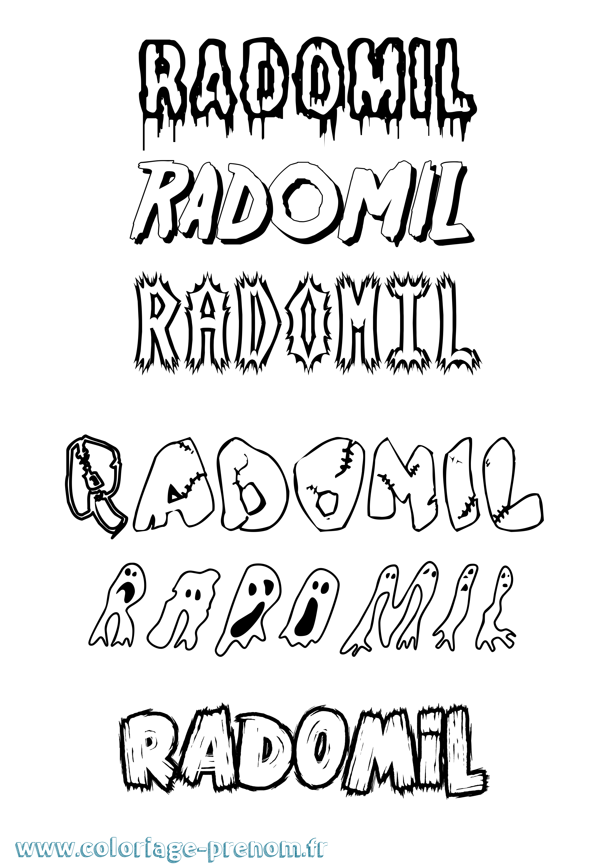 Coloriage prénom Radomil Frisson