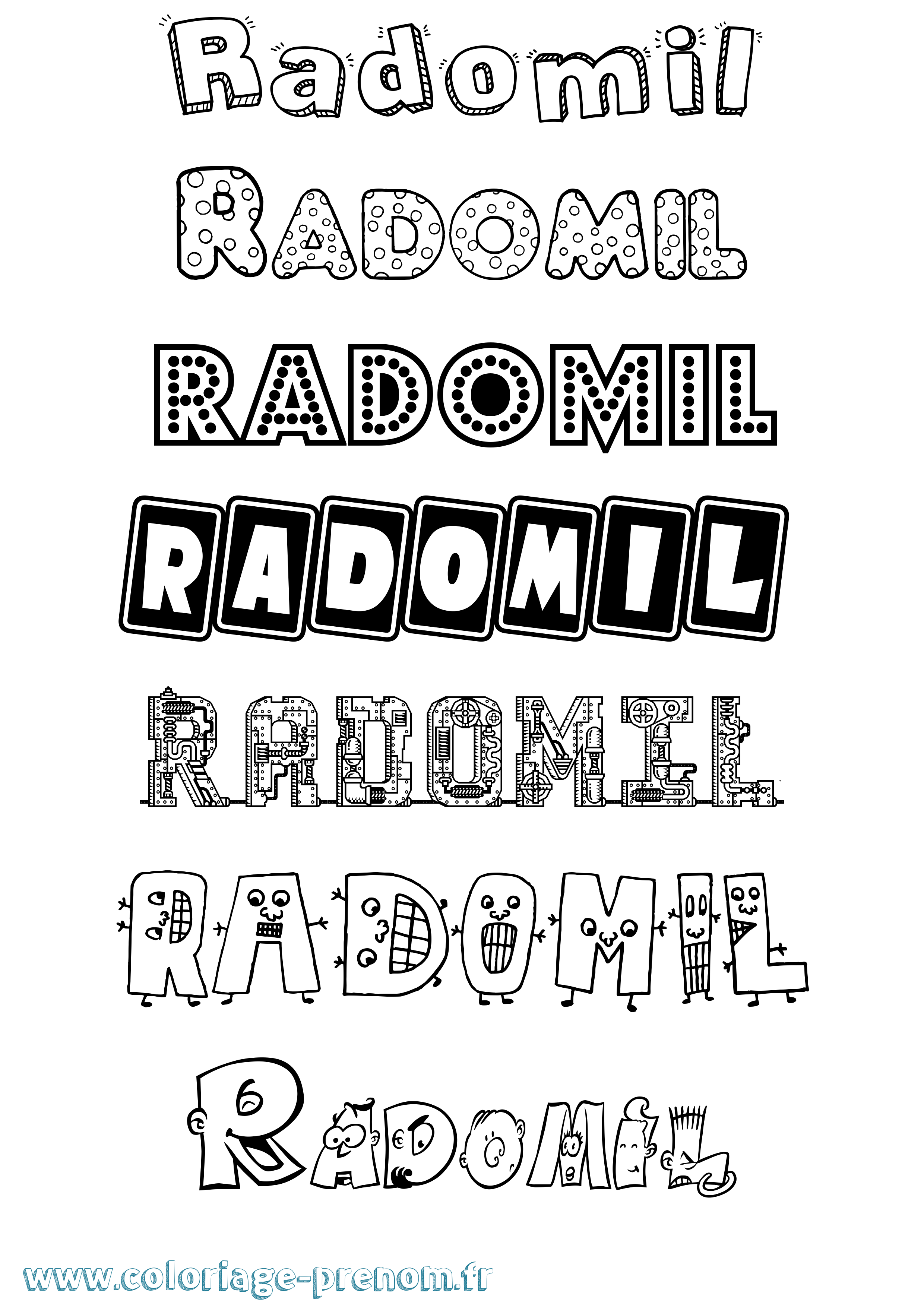 Coloriage prénom Radomil Fun