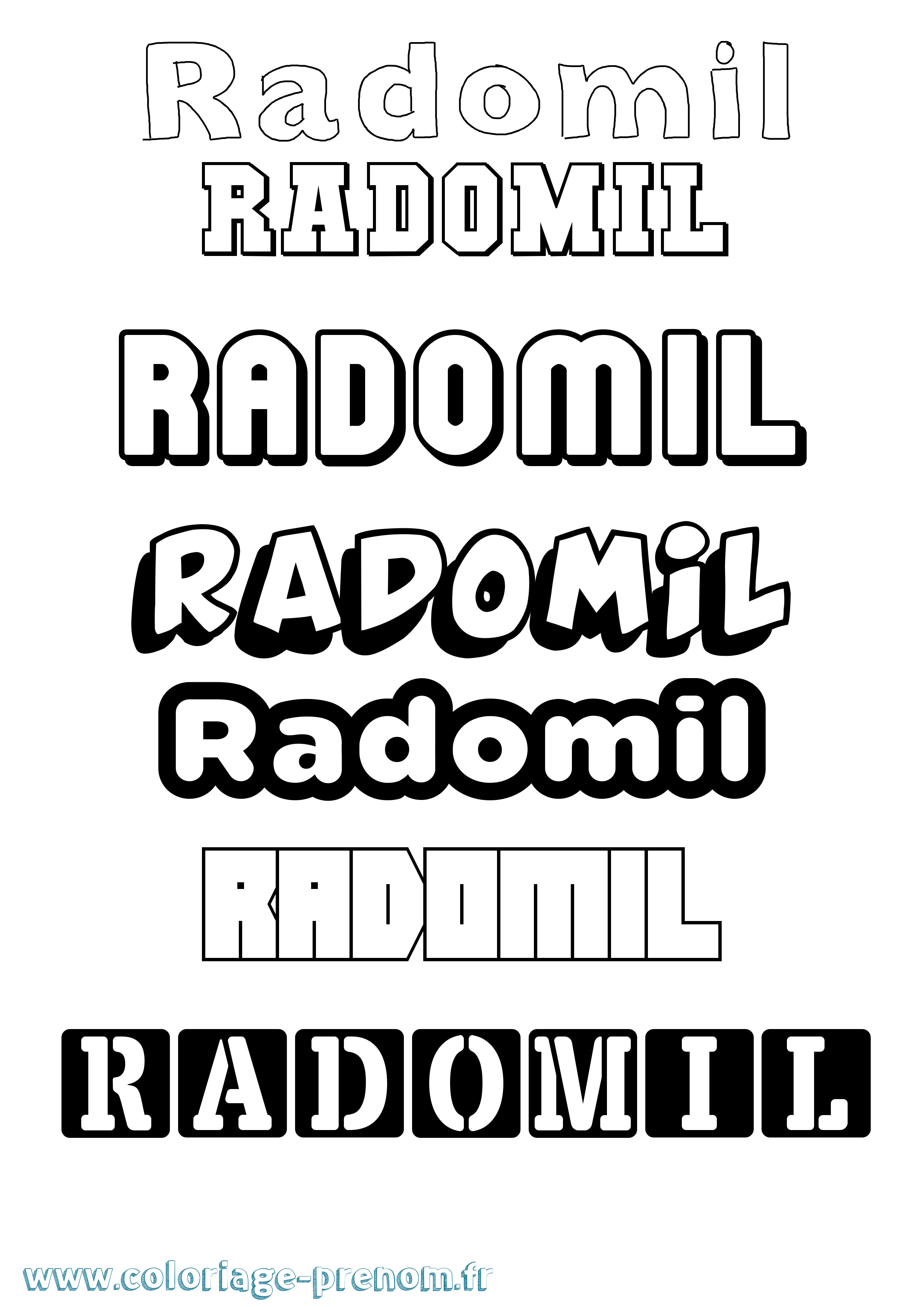 Coloriage prénom Radomil Simple