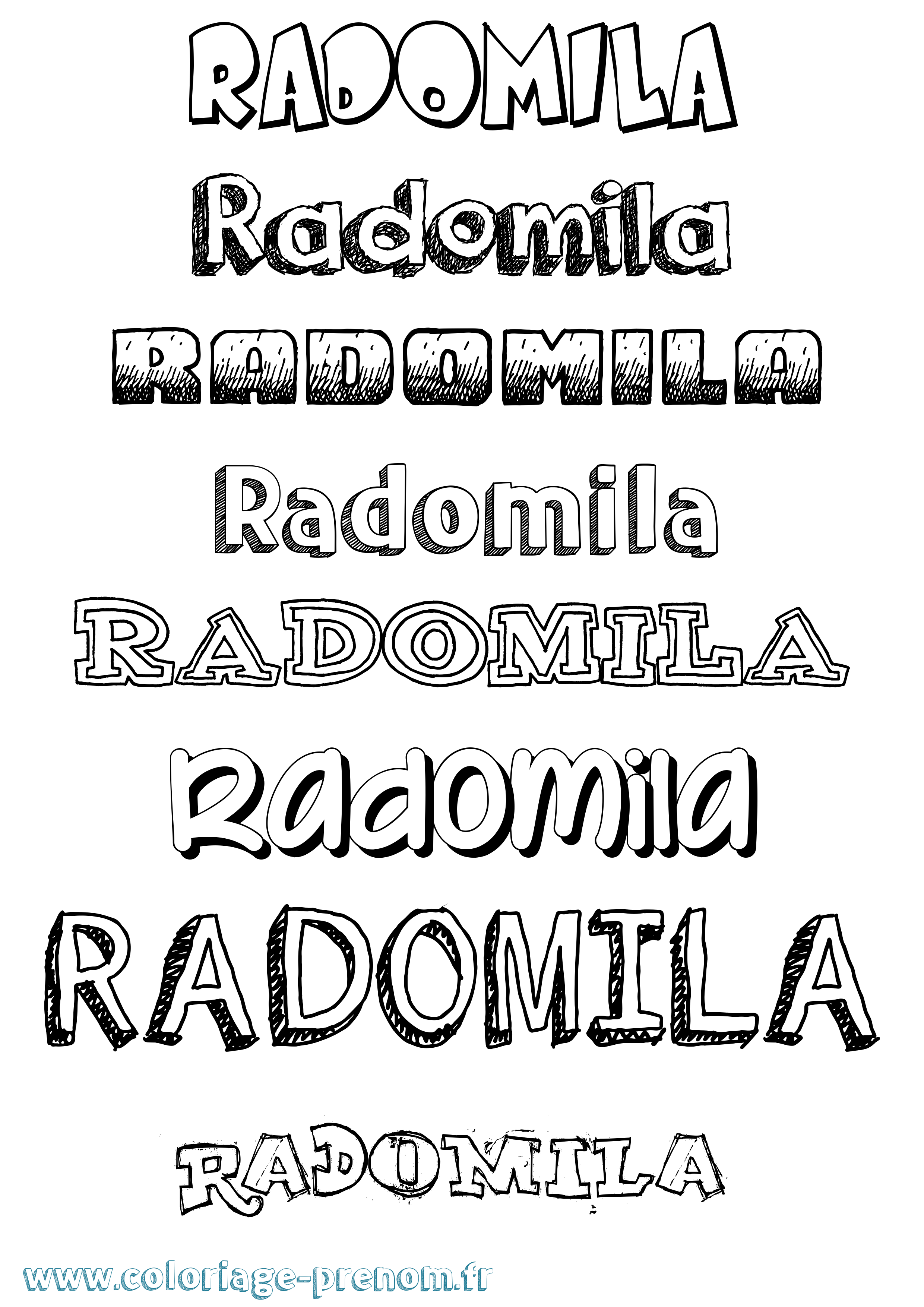 Coloriage prénom Radomila Dessiné