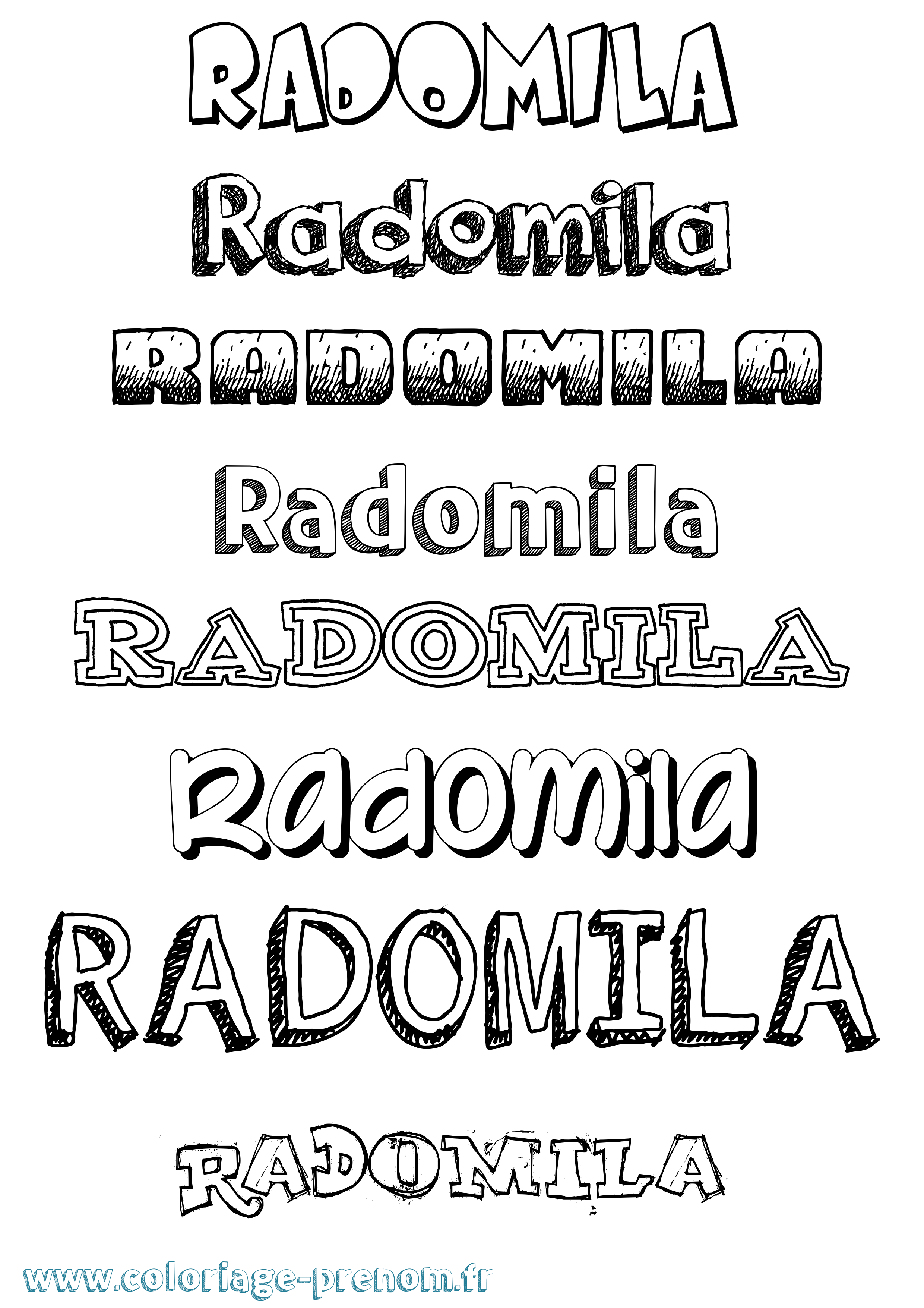 Coloriage Radomila Dessiné Coloriage prénom Radomila Dessiné