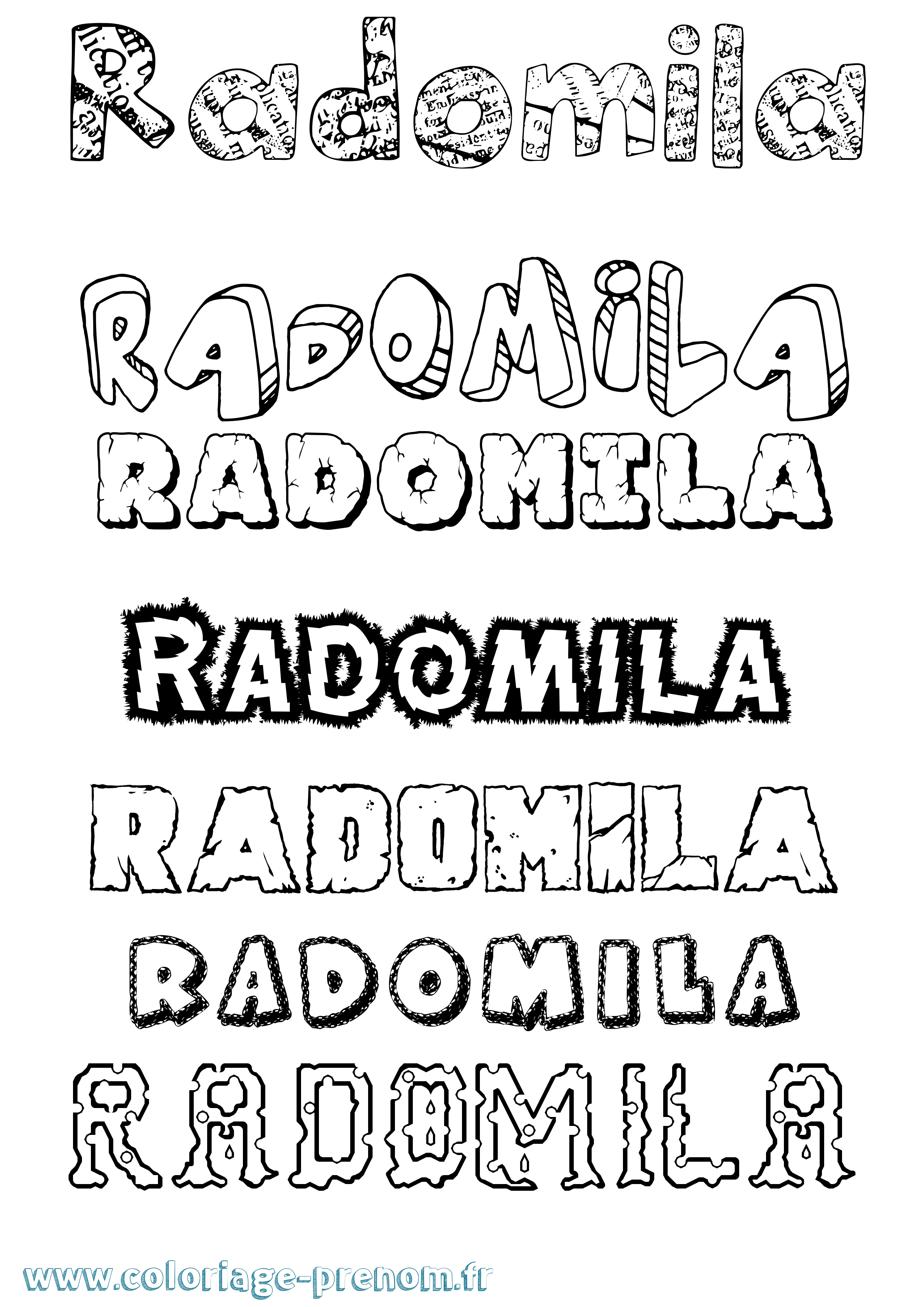 Coloriage prénom Radomila Destructuré