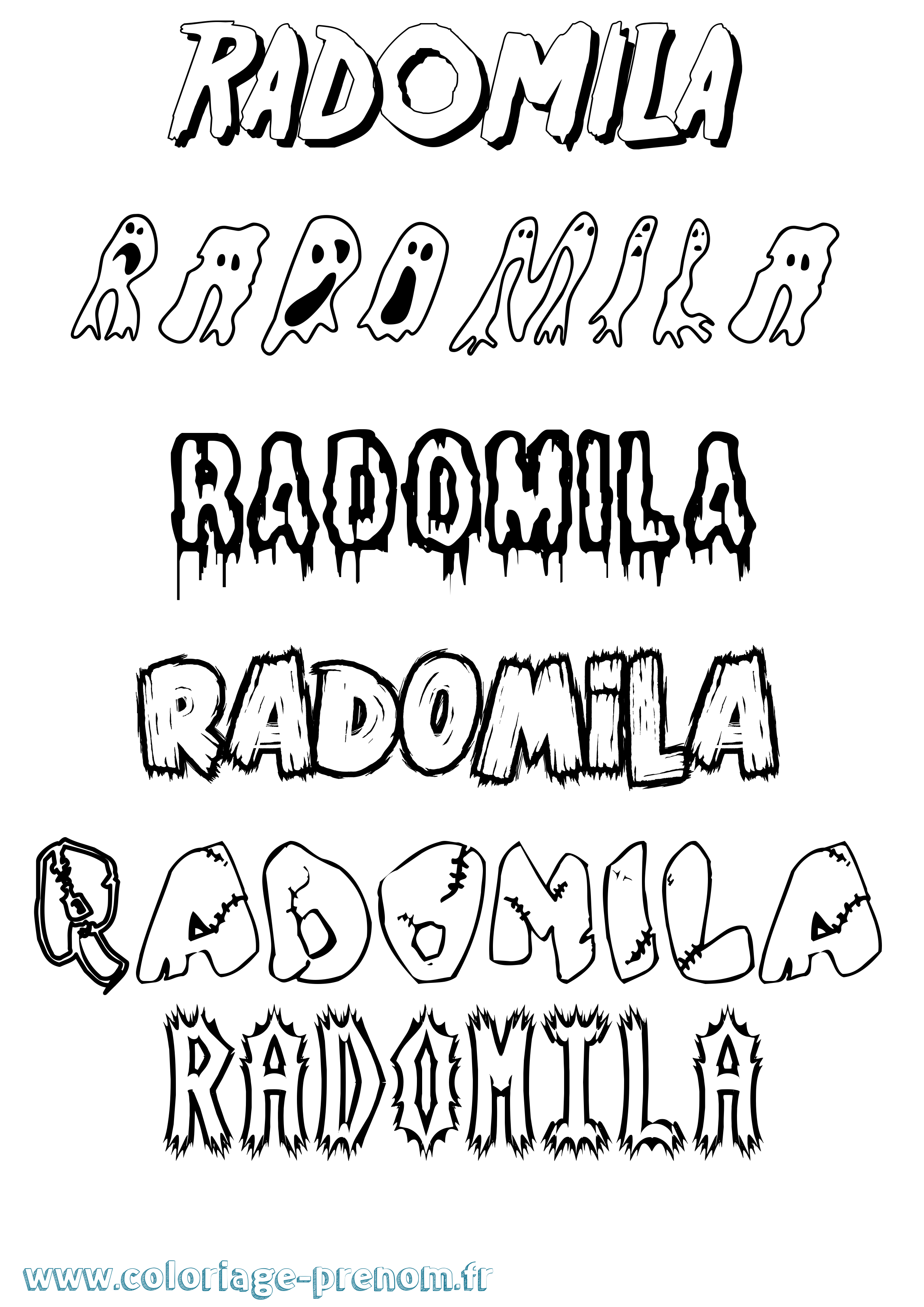 Coloriage Radomila Frisson Coloriage prénom Radomila Frisson
