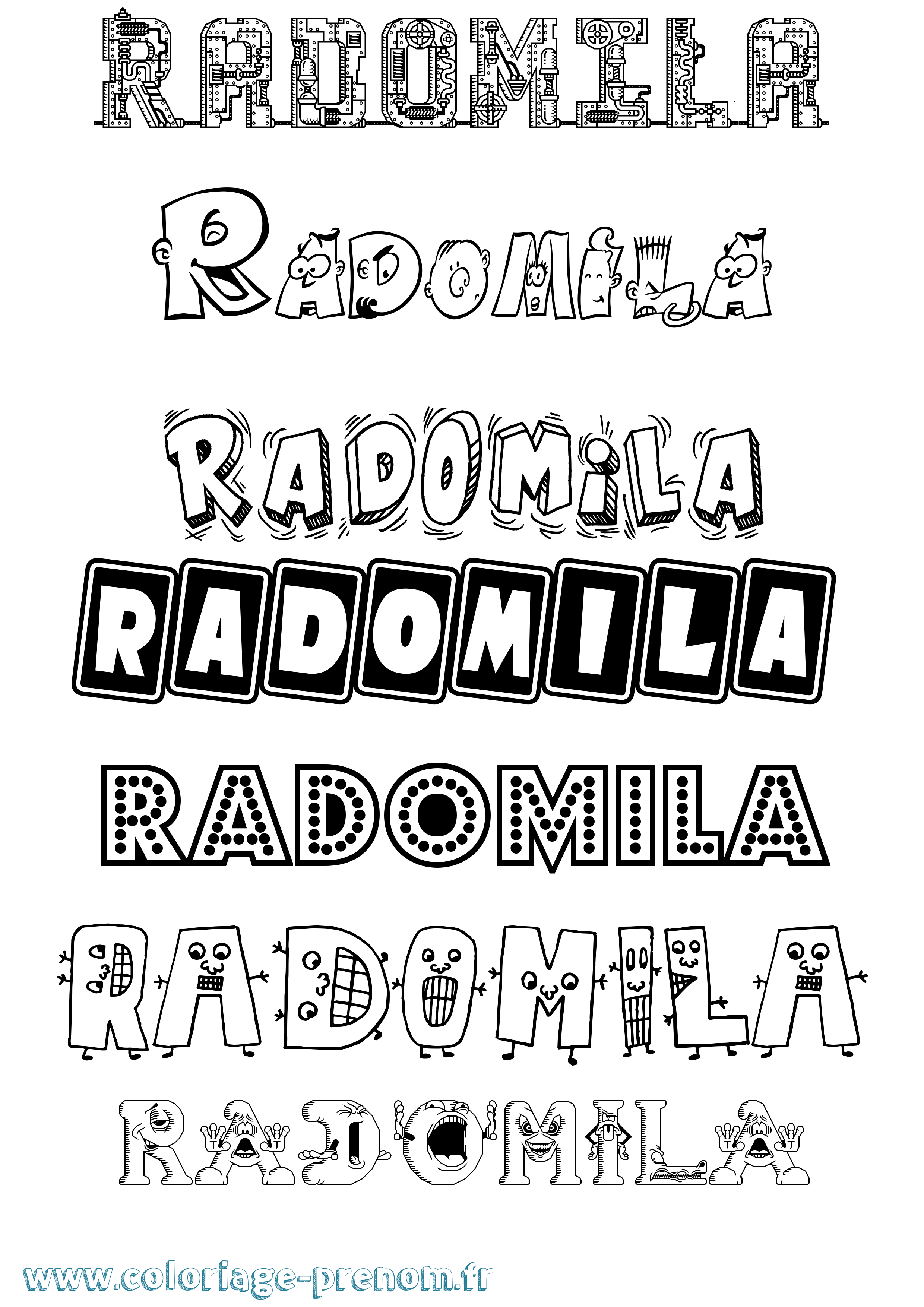 Coloriage prénom Radomila Fun