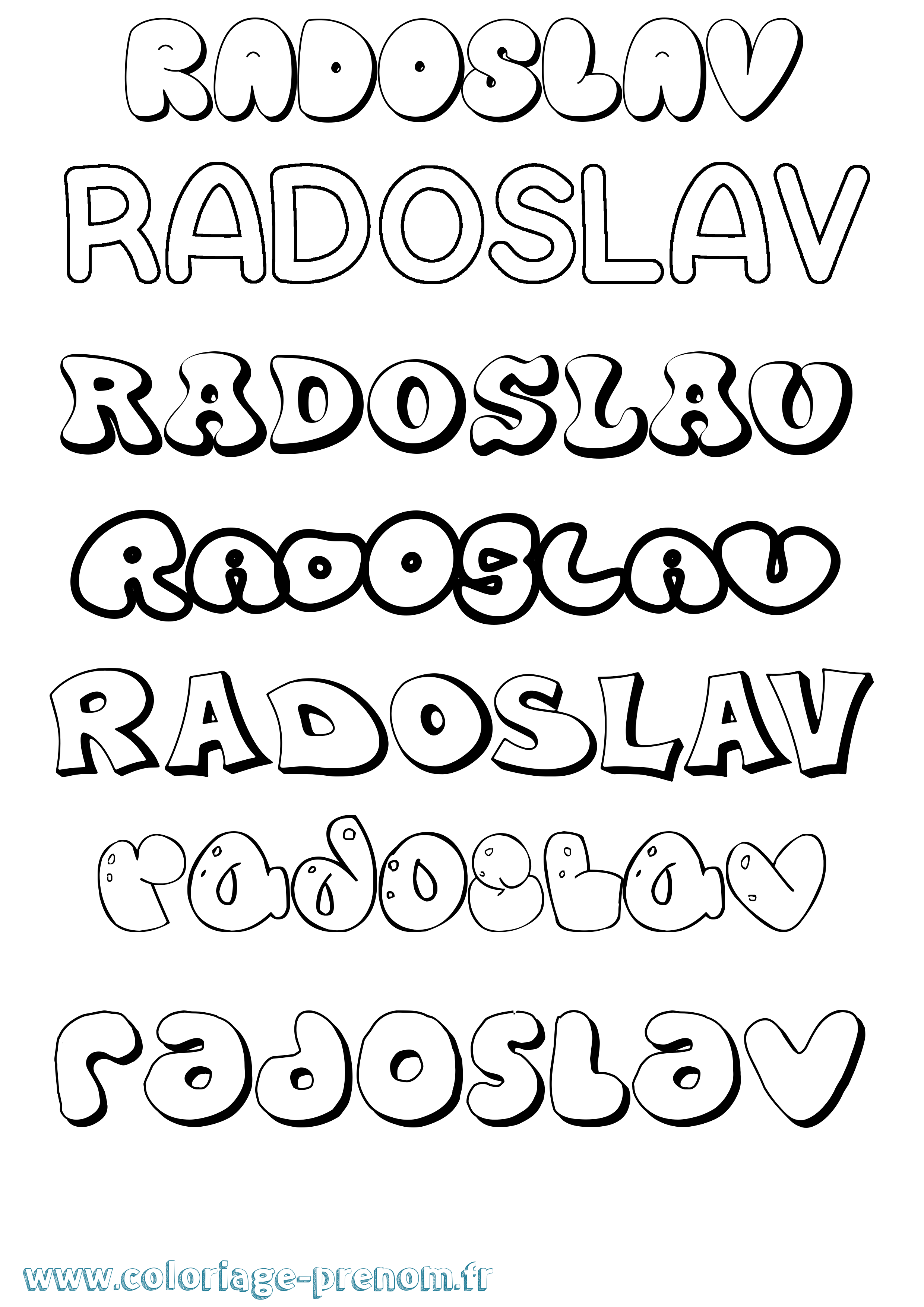 Coloriage prénom Radoslav Bubble