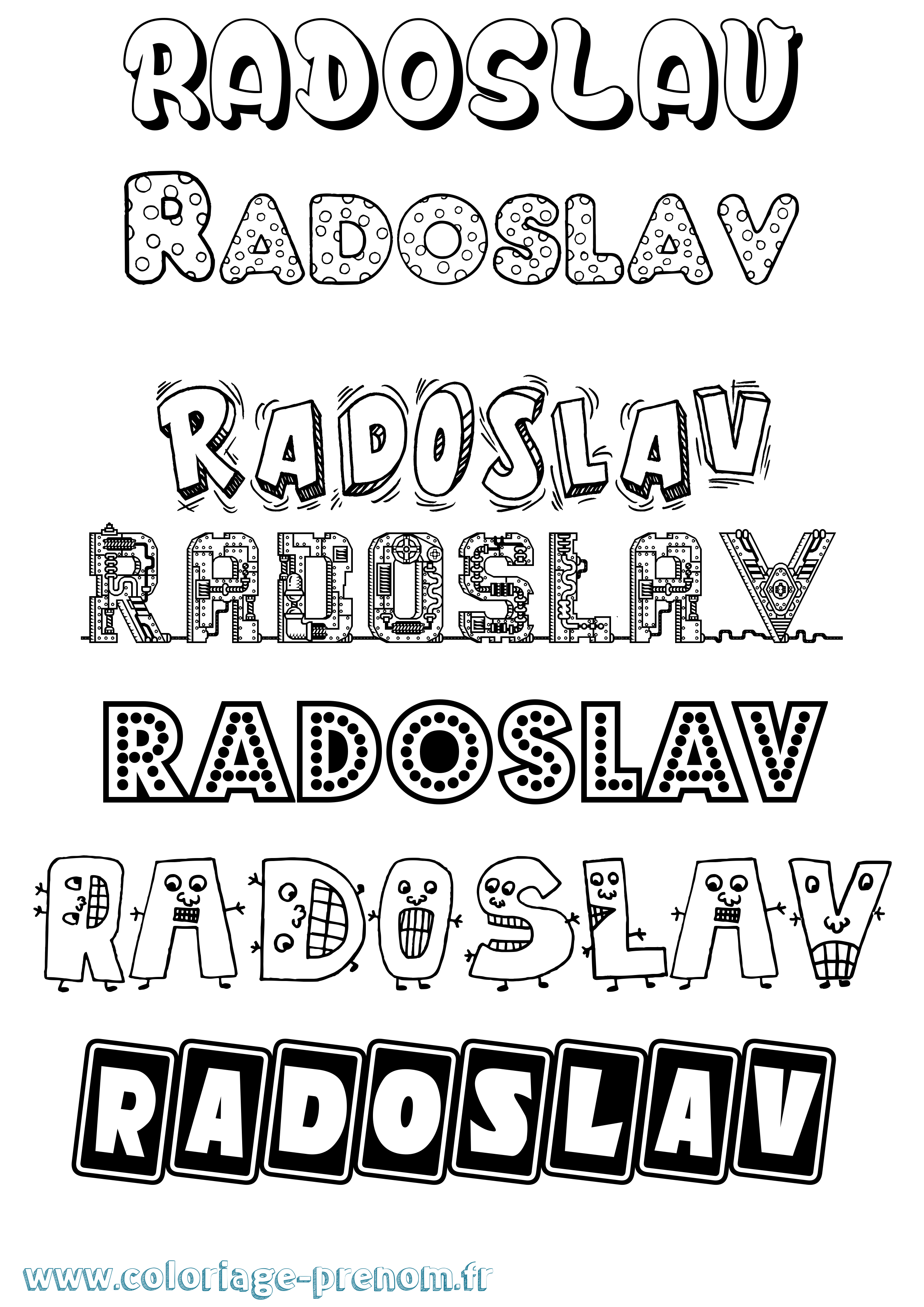 Coloriage prénom Radoslav Fun