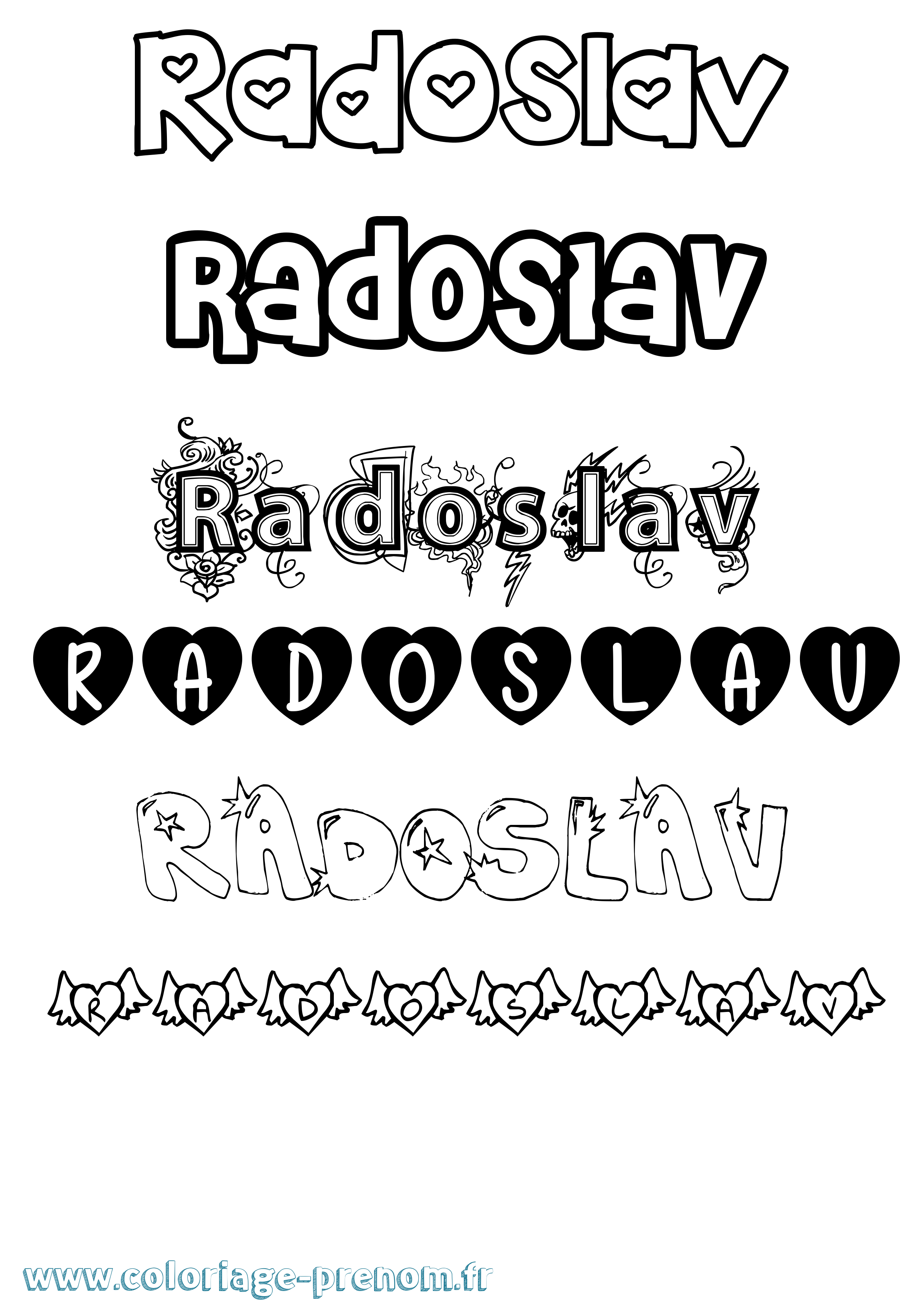 Coloriage prénom Radoslav Girly