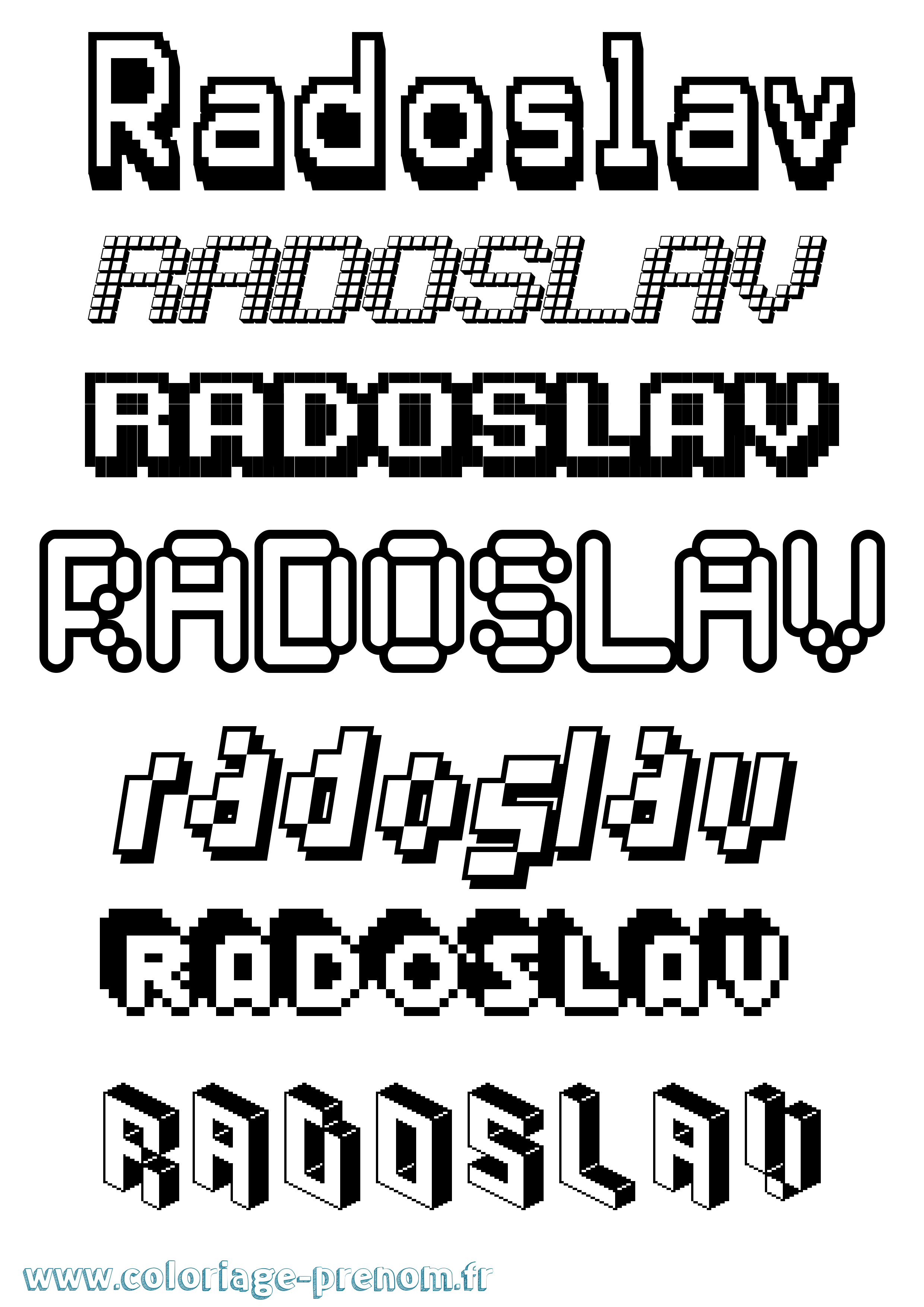 Coloriage prénom Radoslav Pixel