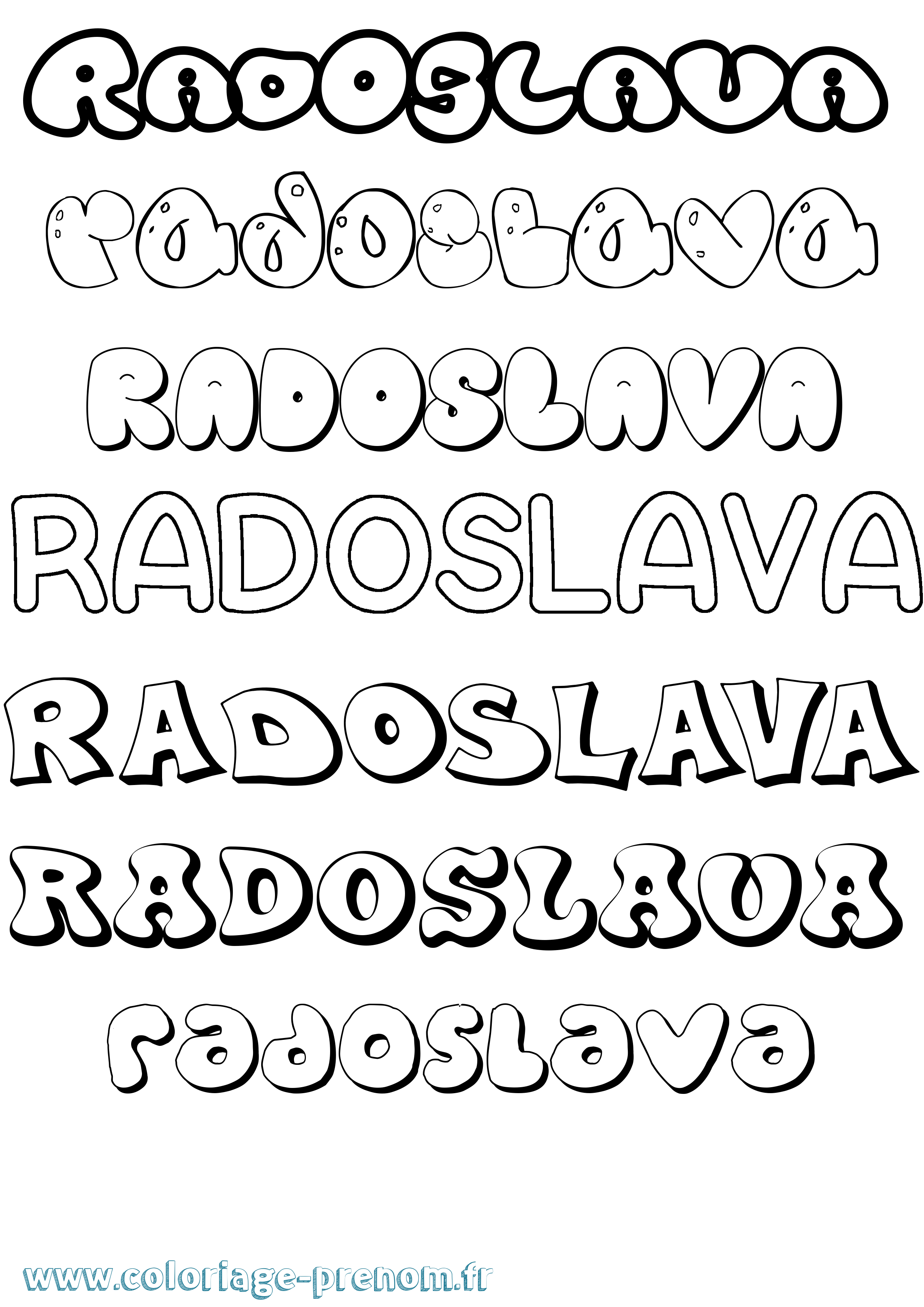 Coloriage prénom Radoslava Bubble