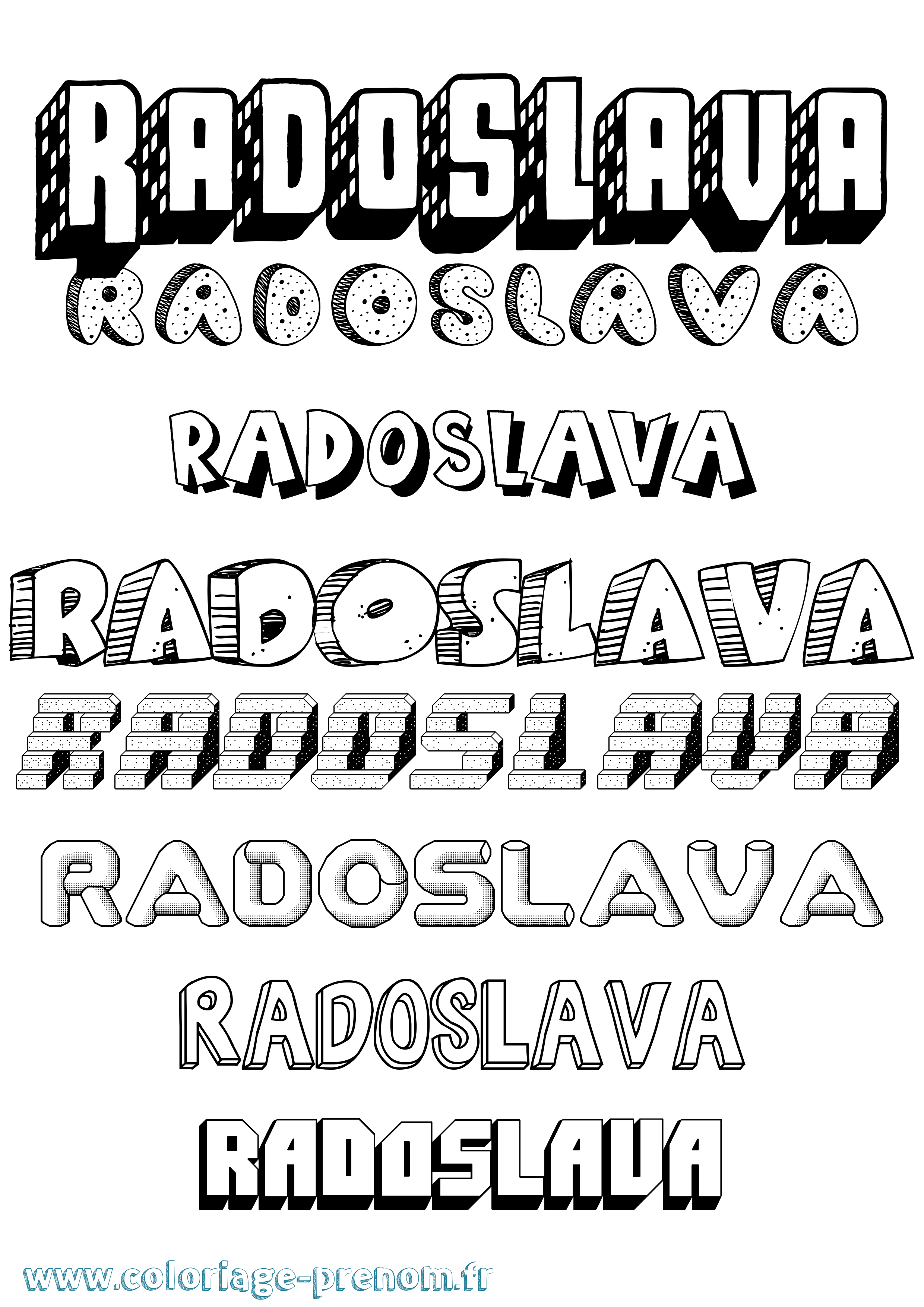 Coloriage prénom Radoslava Effet 3D