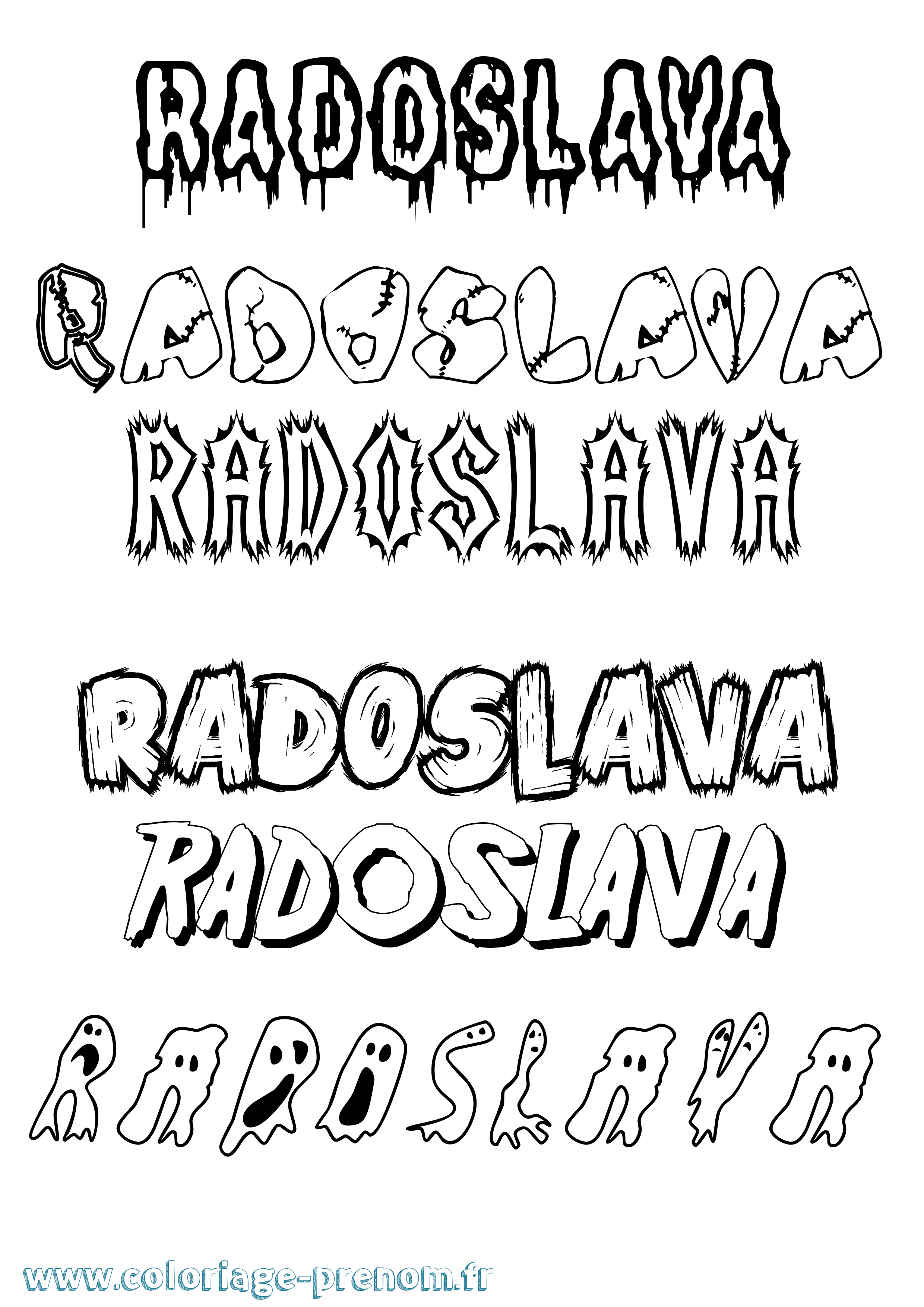 Coloriage Radoslava Frisson Coloriage prénom Radoslava Frisson