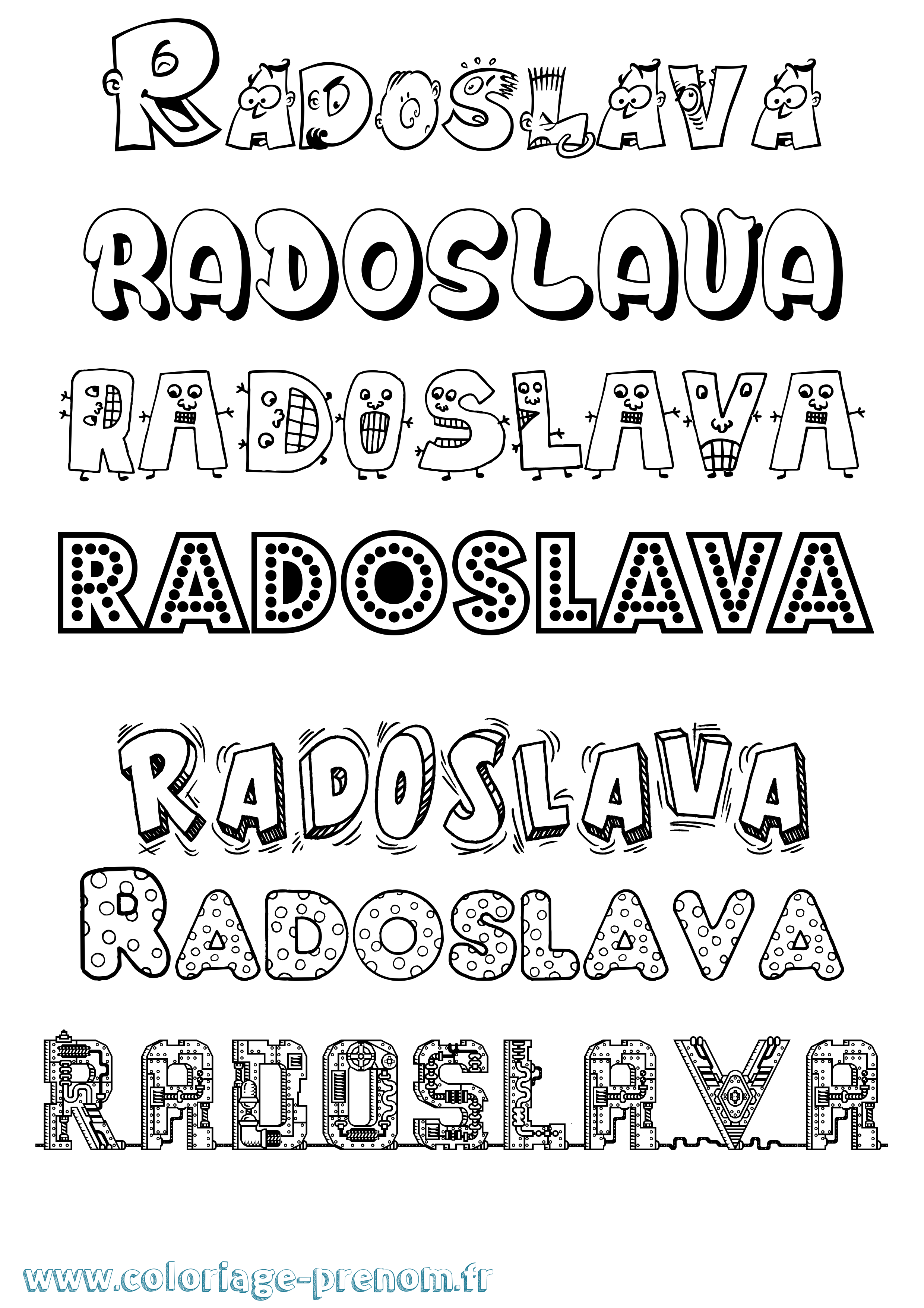 Coloriage prénom Radoslava Fun