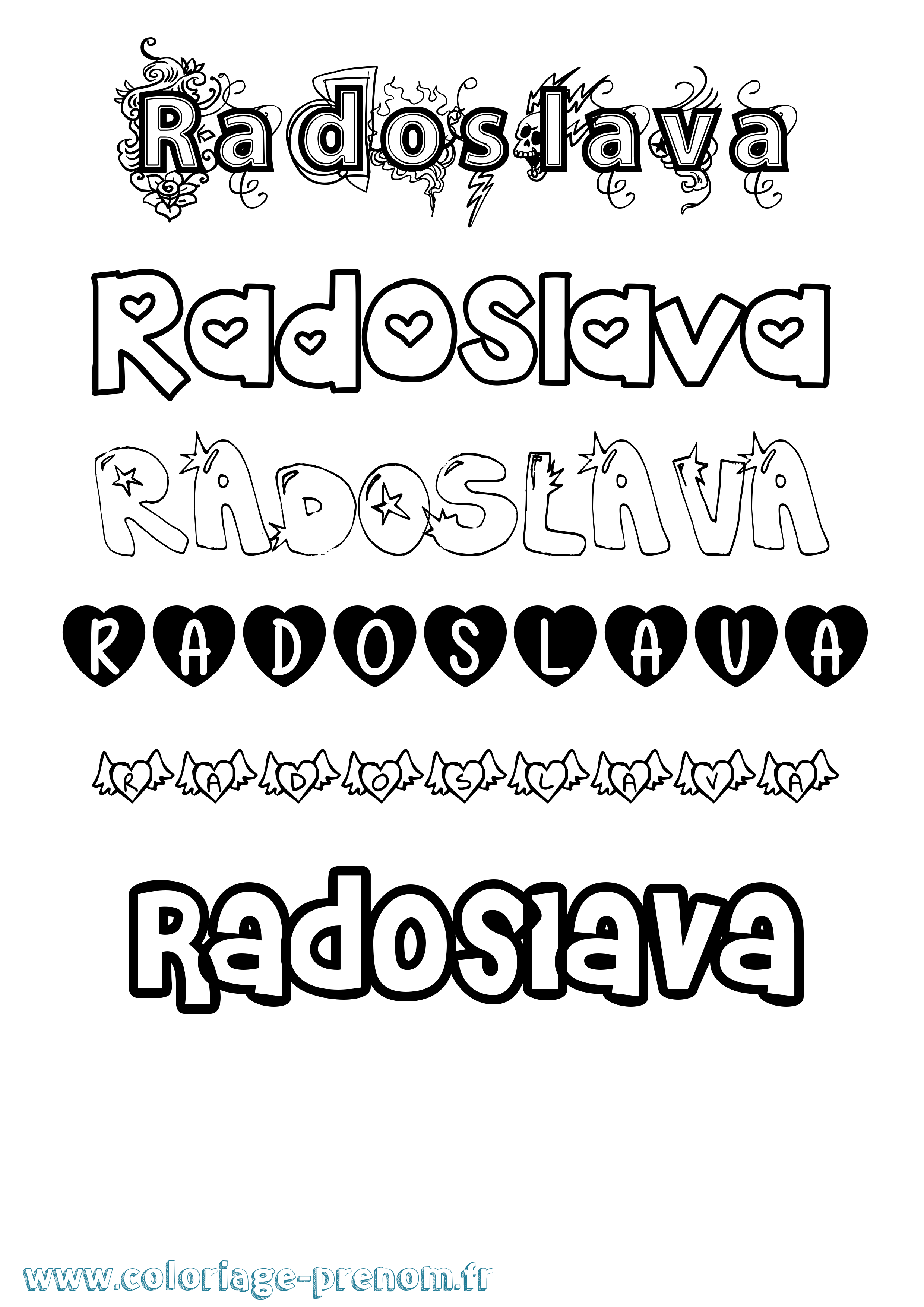 Coloriage prénom Radoslava Girly