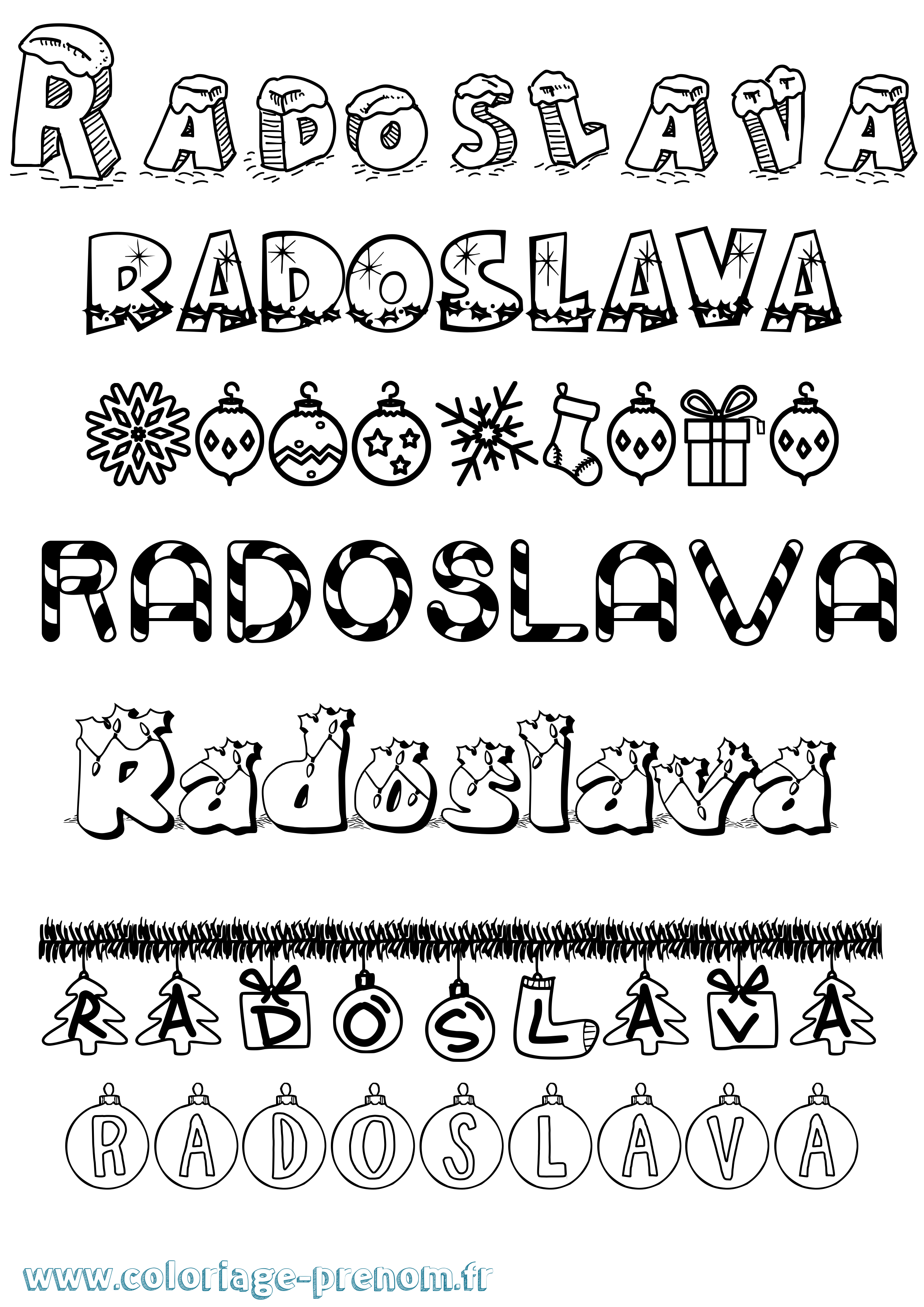 Coloriage Radoslava Noël Coloriage prénom Radoslava Noël