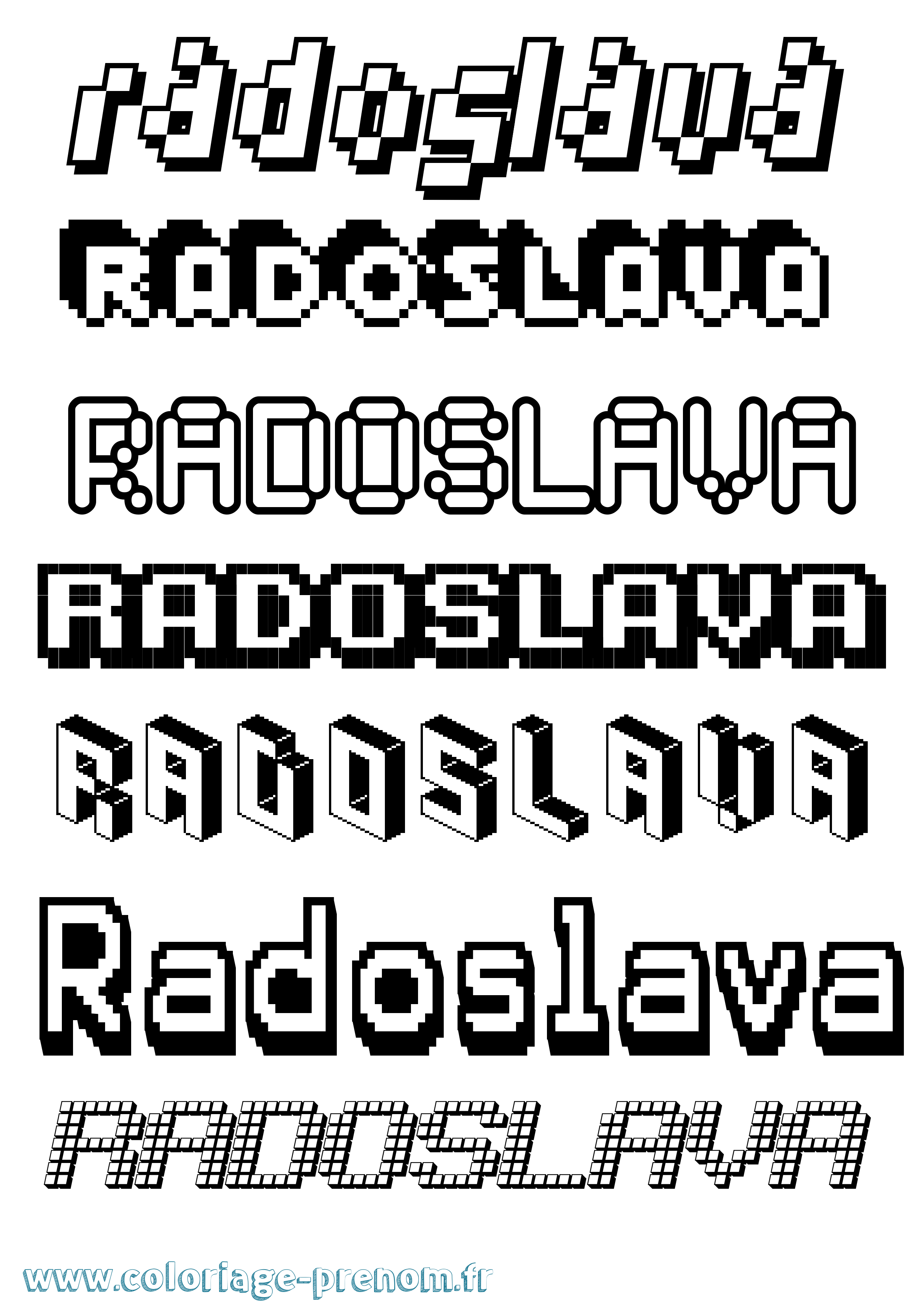Coloriage prénom Radoslava Pixel