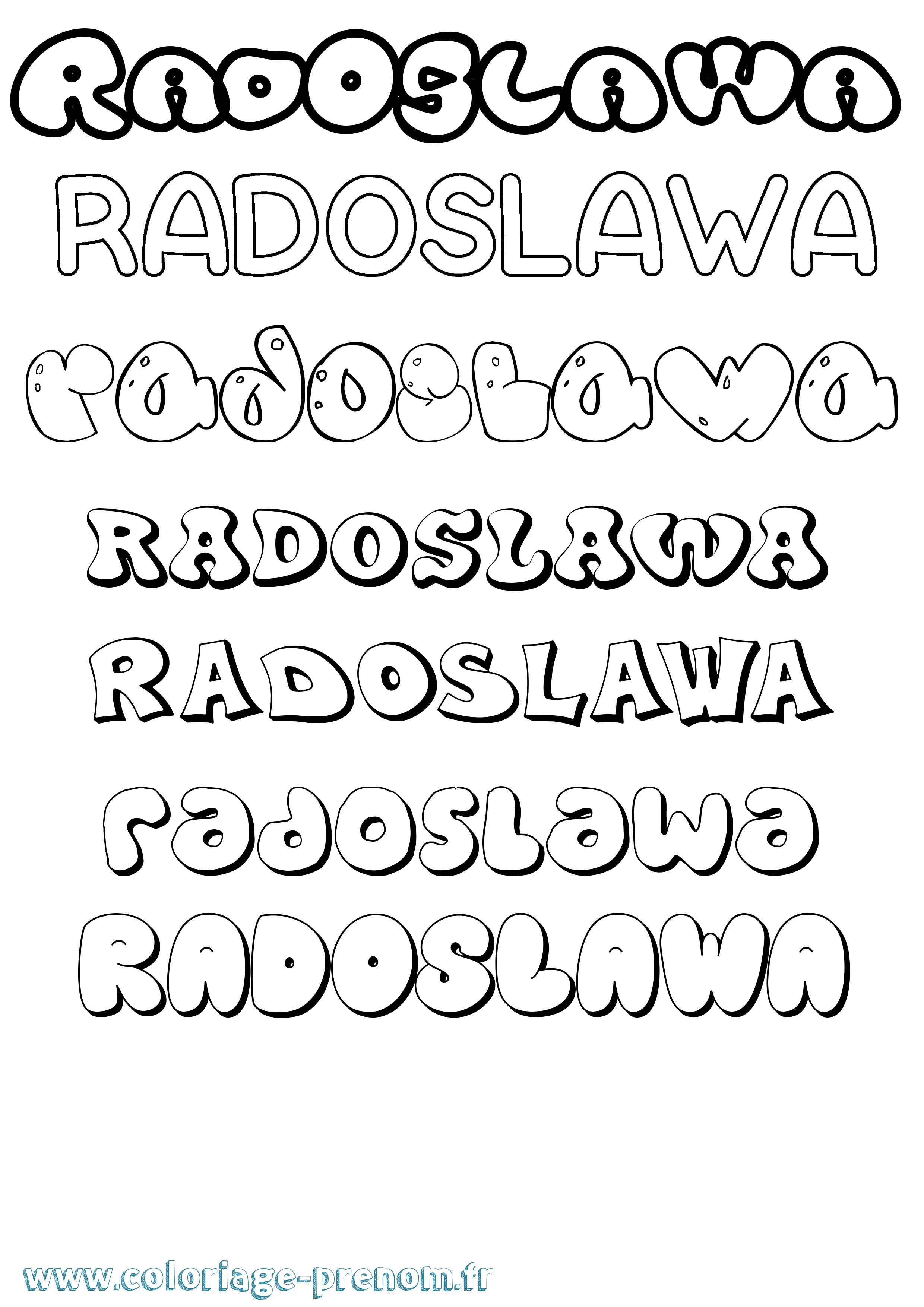 Coloriage prénom Radoslawa Bubble