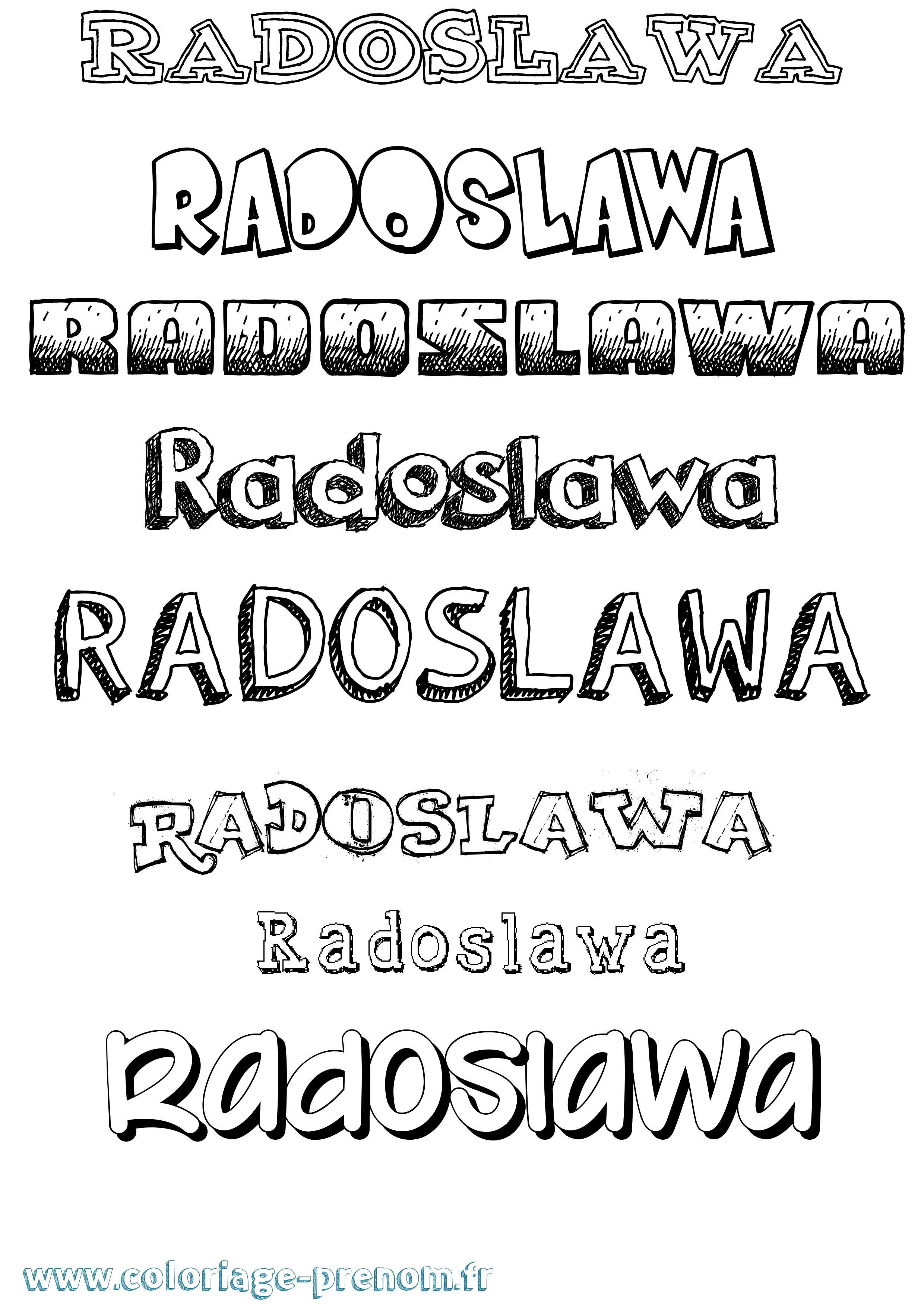 Coloriage prénom Radoslawa Dessiné