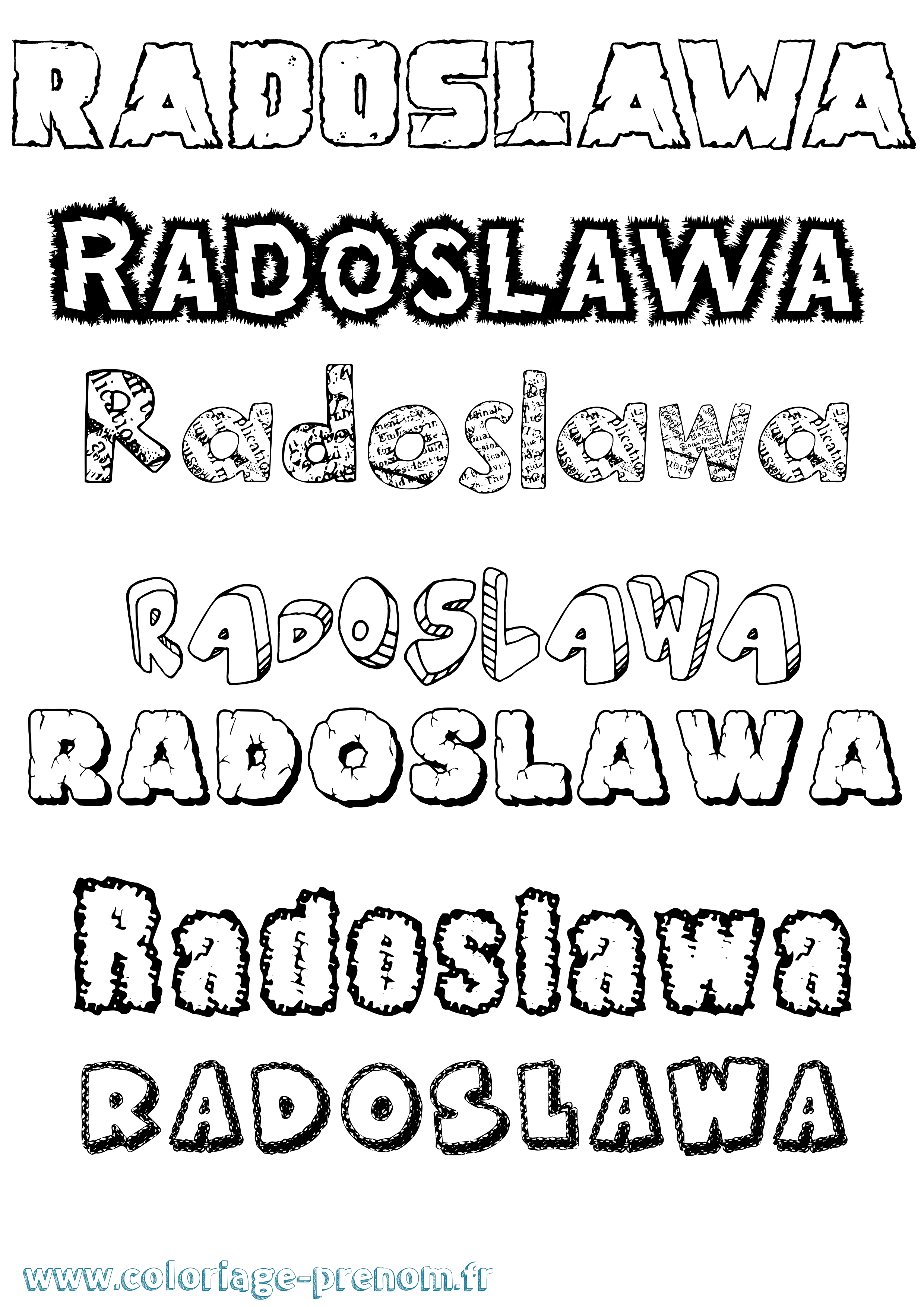 Coloriage prénom Radoslawa Destructuré