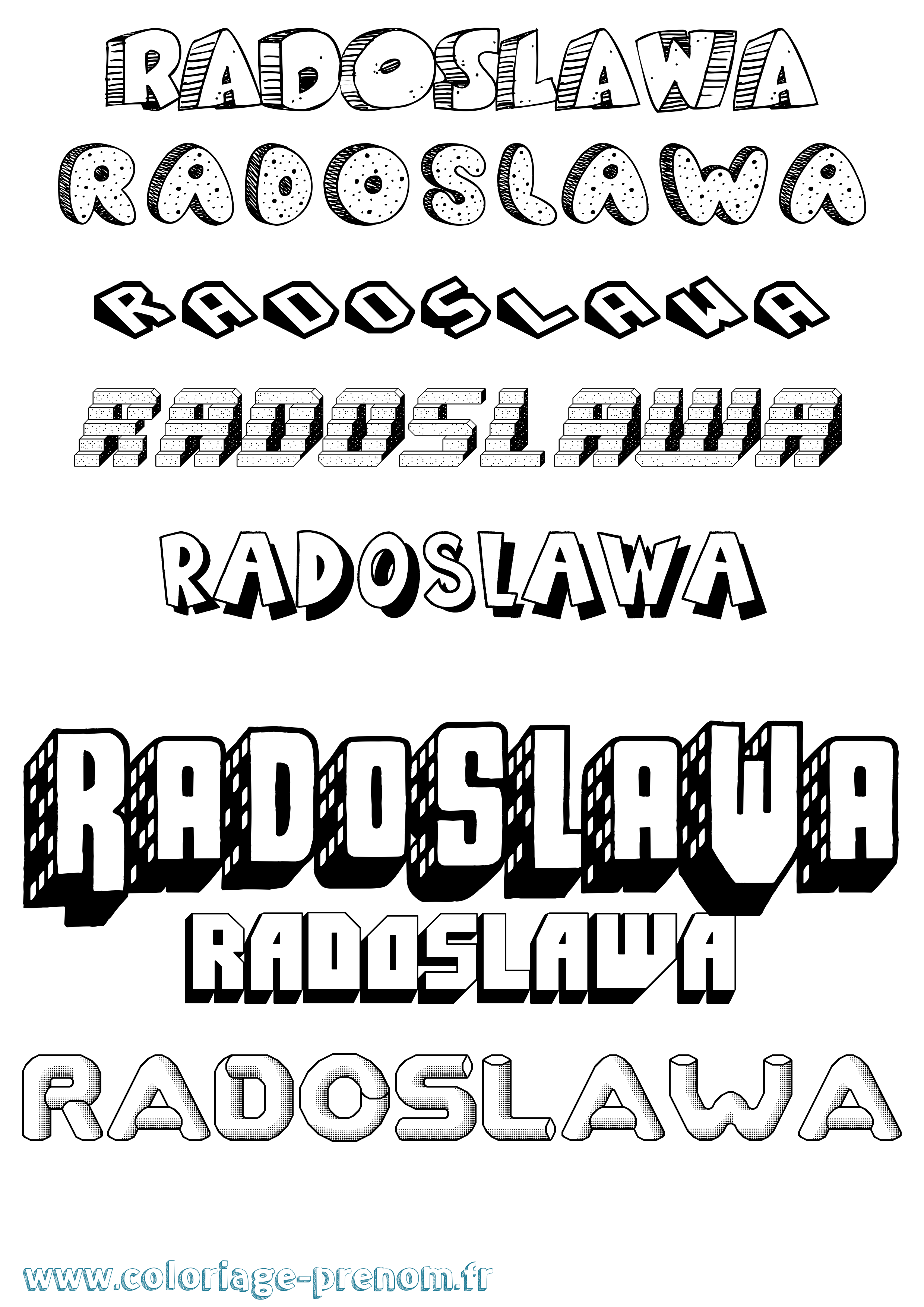 Coloriage prénom Radoslawa Effet 3D