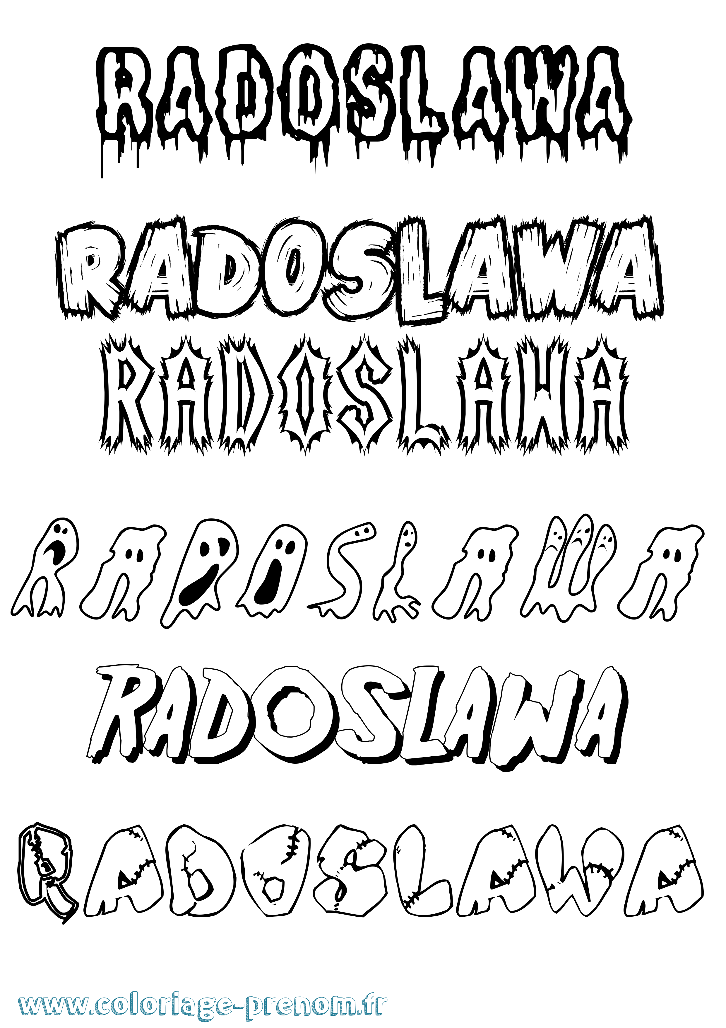 Coloriage prénom Radoslawa Frisson