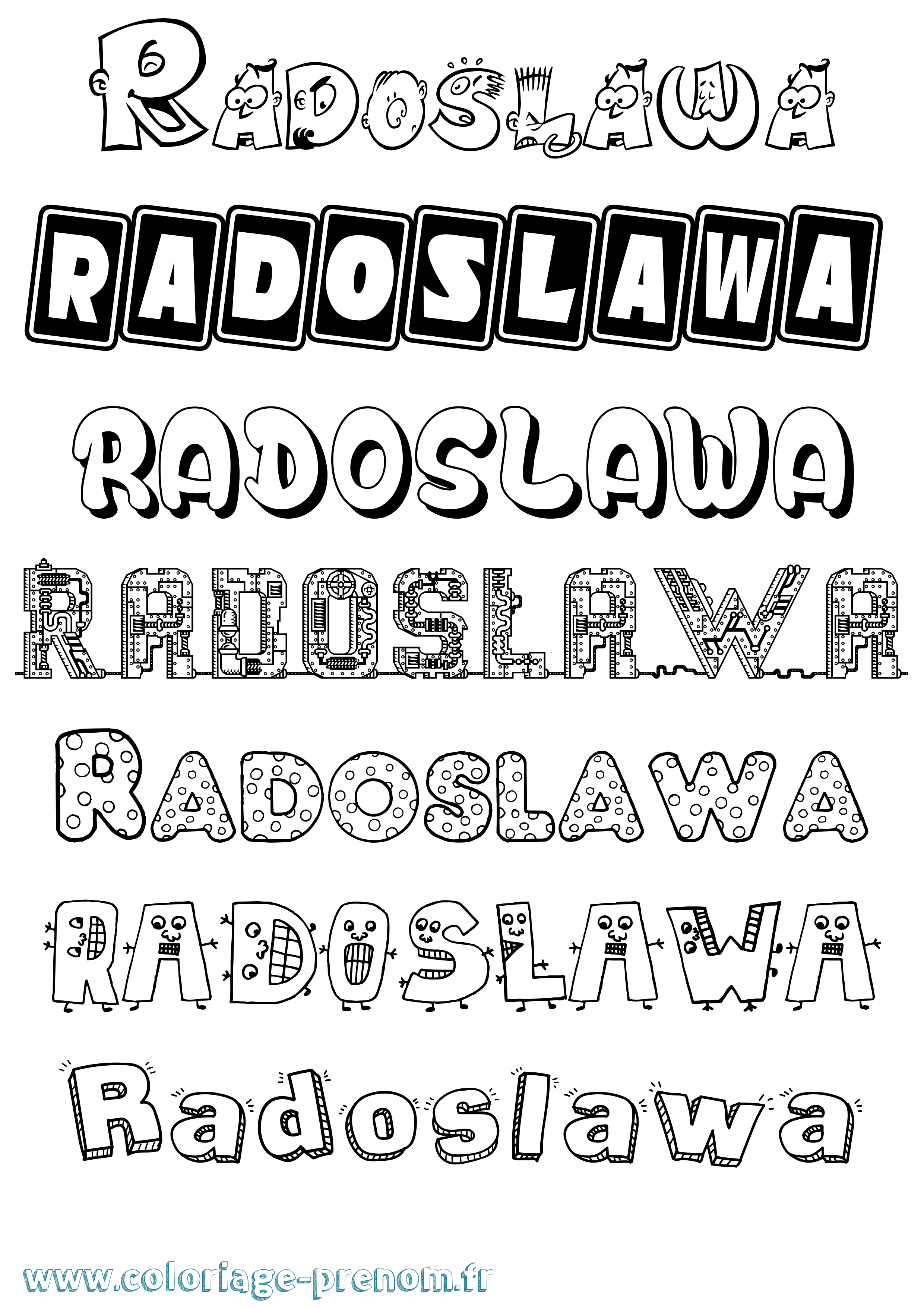 Coloriage prénom Radoslawa Fun