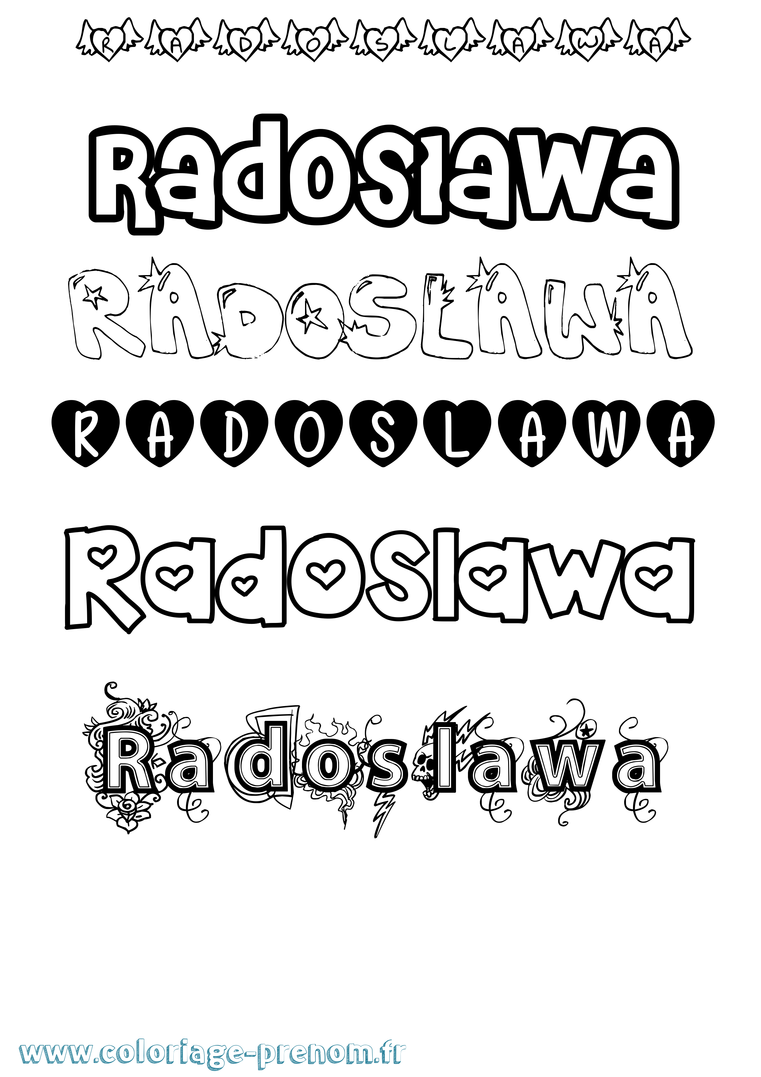 Coloriage prénom Radoslawa Girly