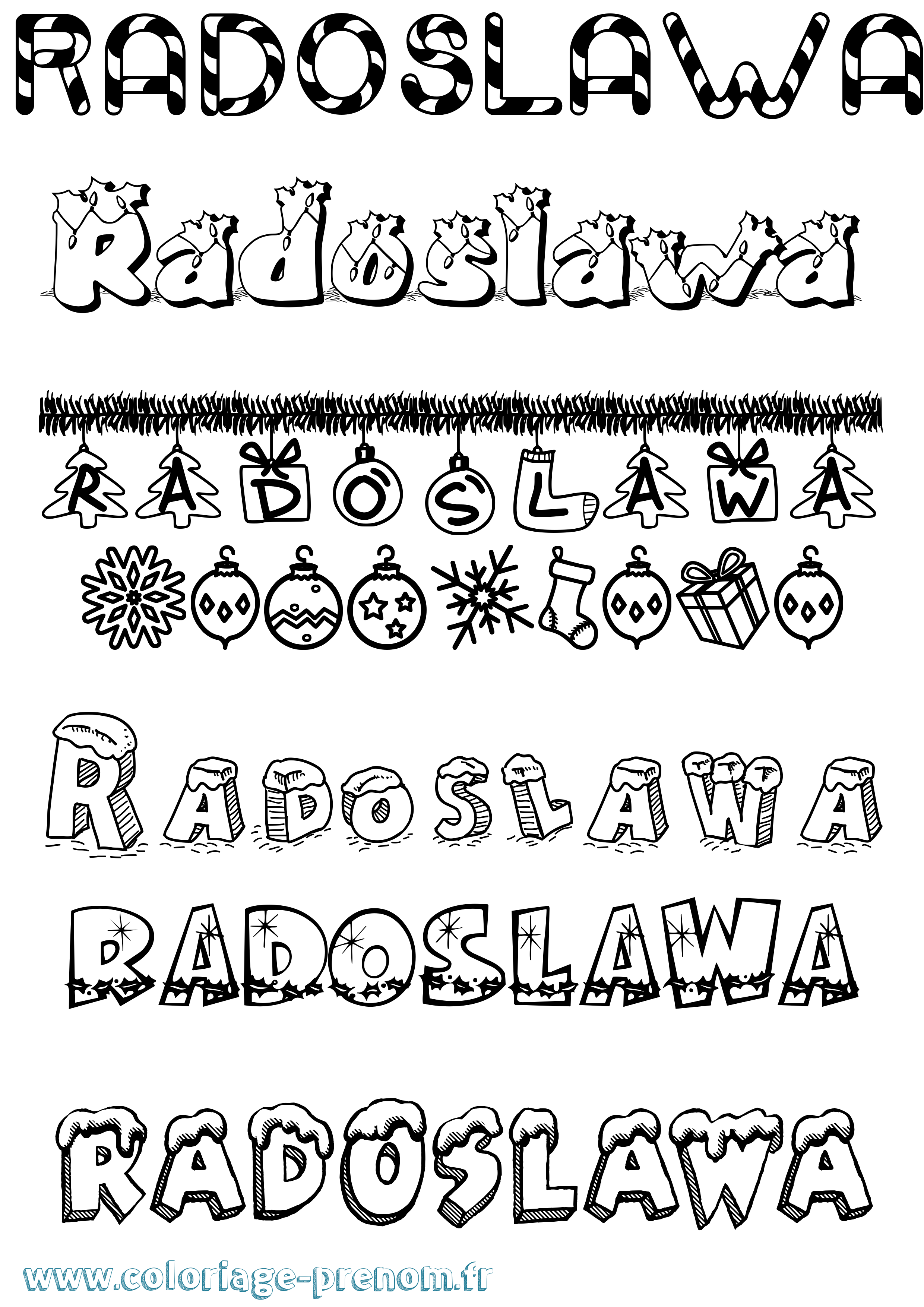 Coloriage prénom Radoslawa Noël