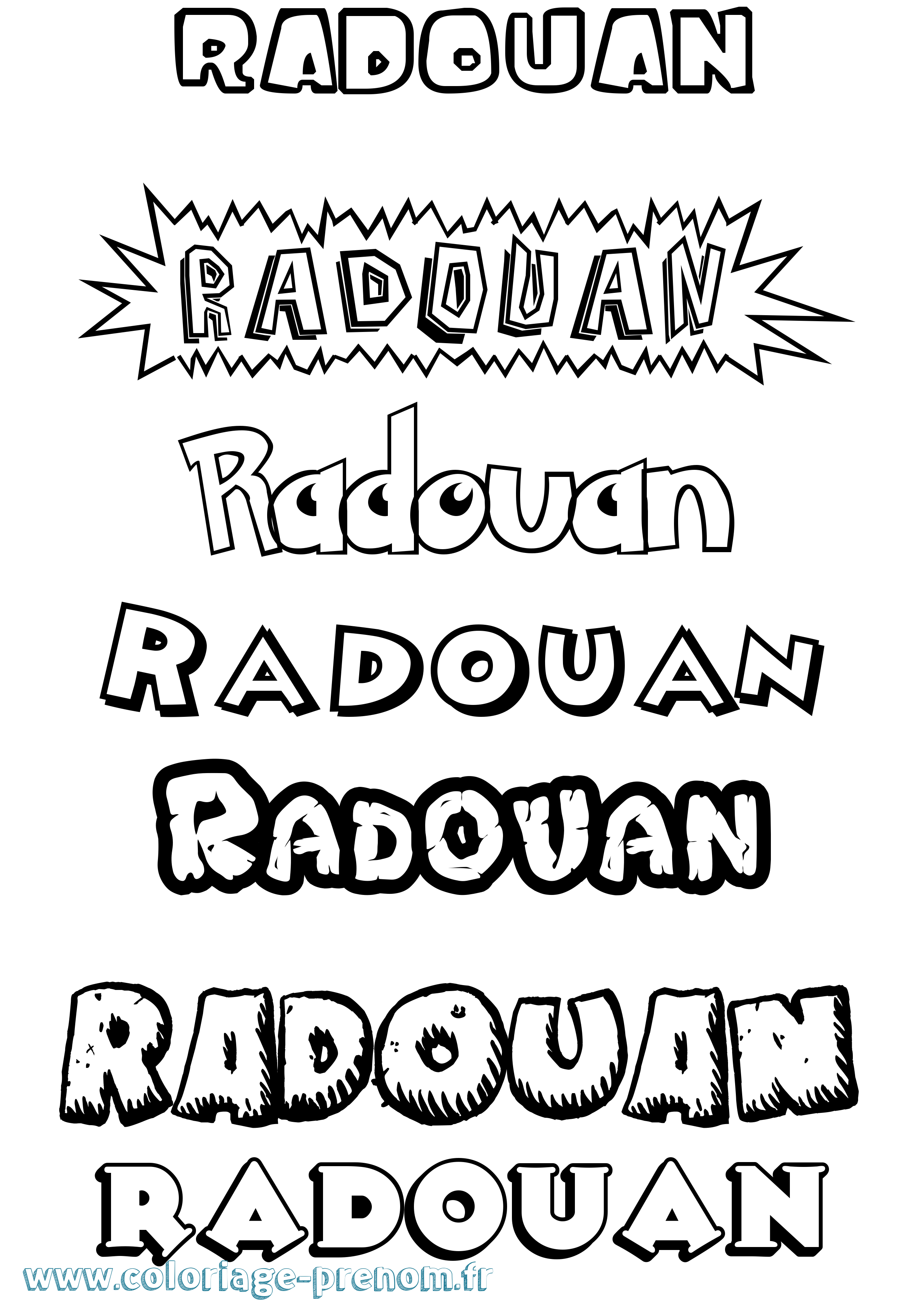 Coloriage prénom Radouan Dessin Animé
