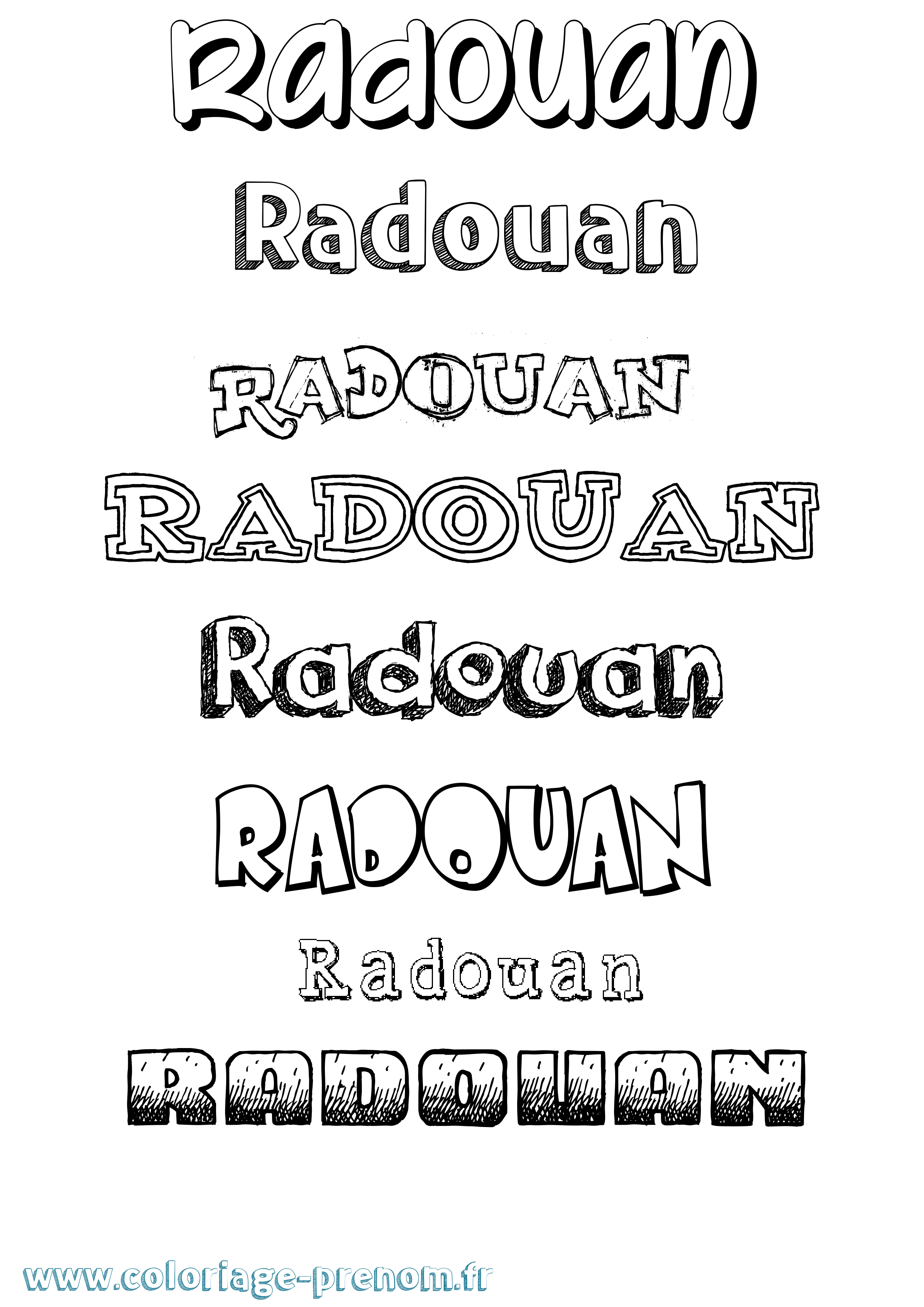 Coloriage prénom Radouan Dessiné