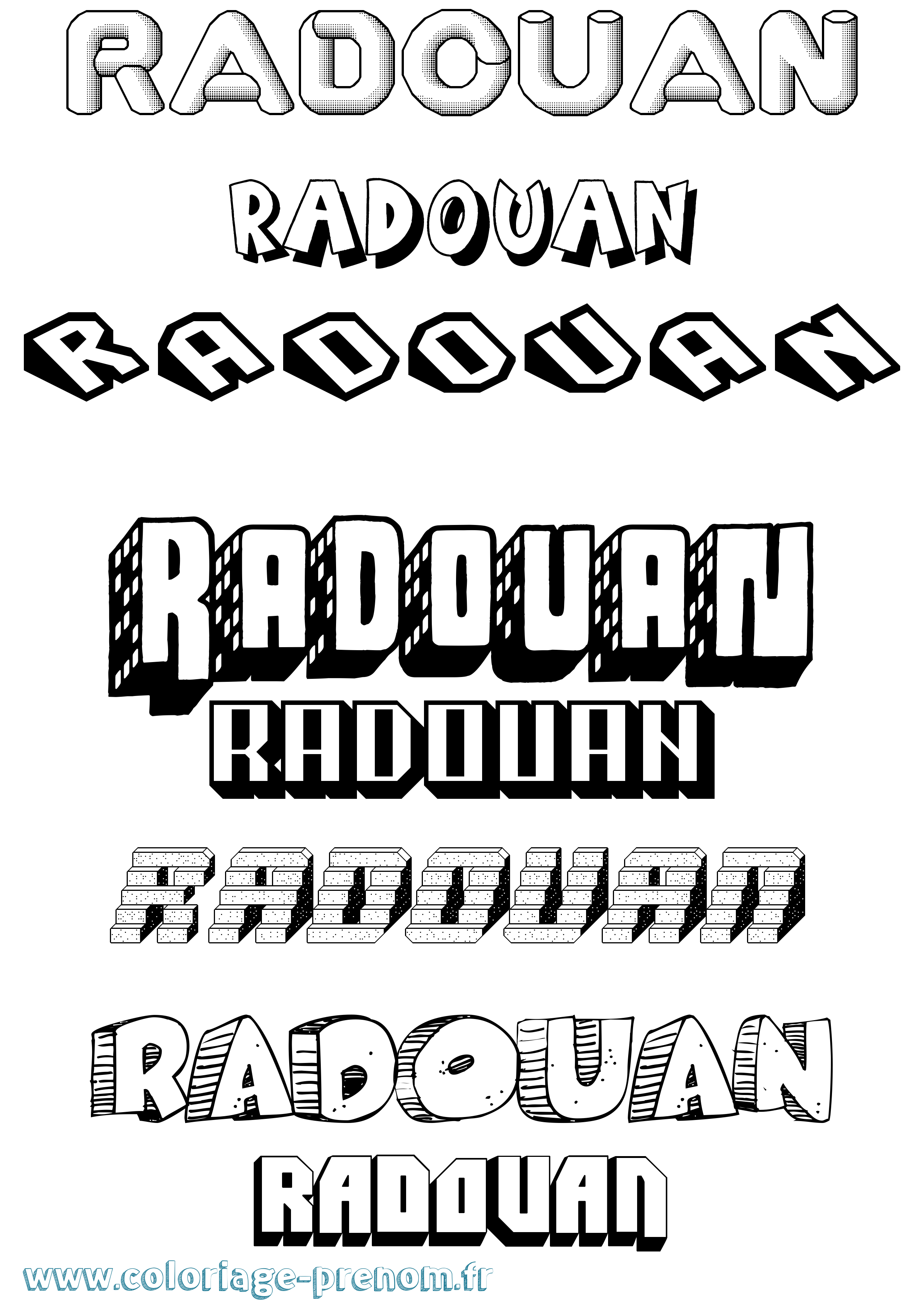 Coloriage prénom Radouan Effet 3D