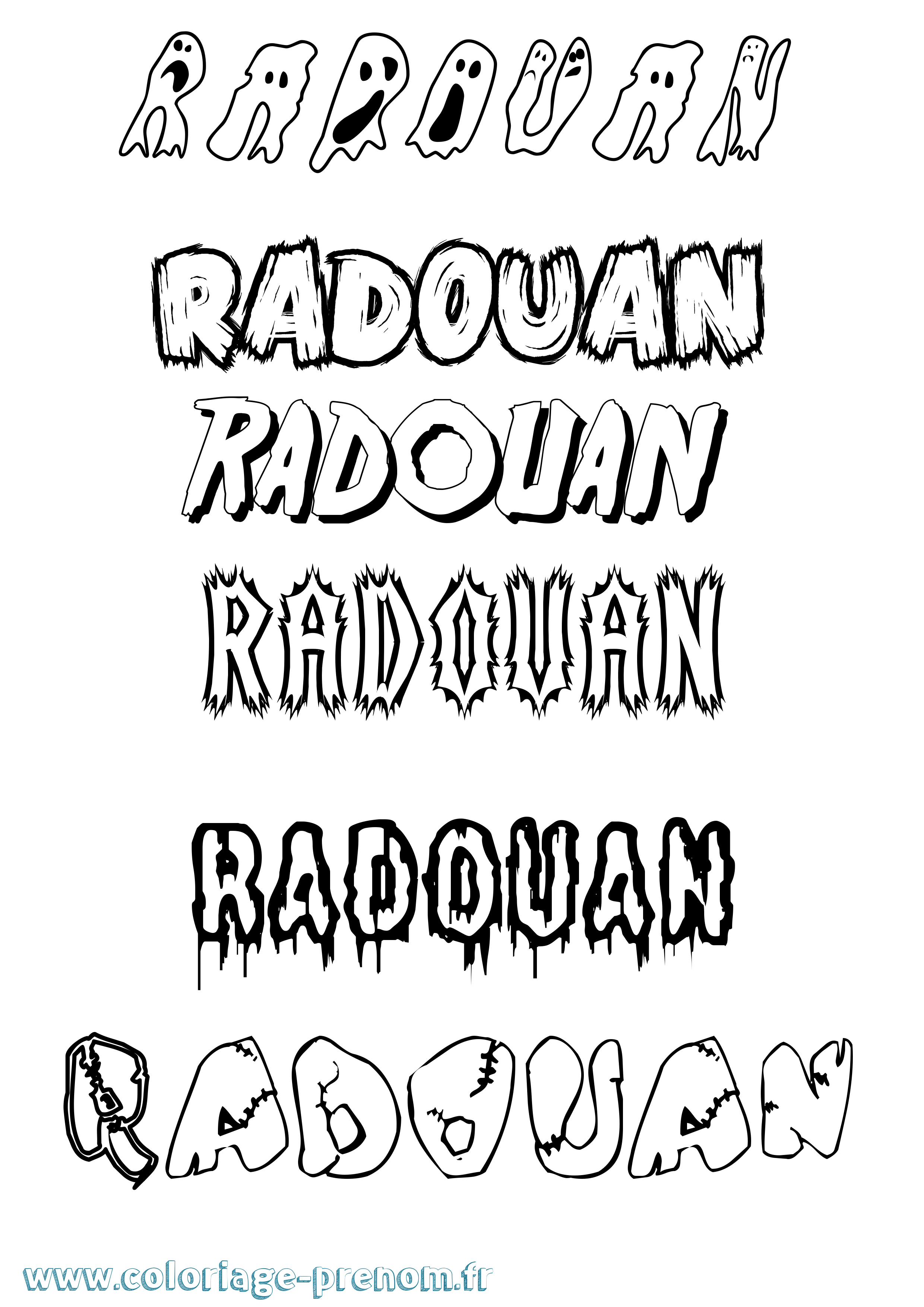 Coloriage prénom Radouan Frisson