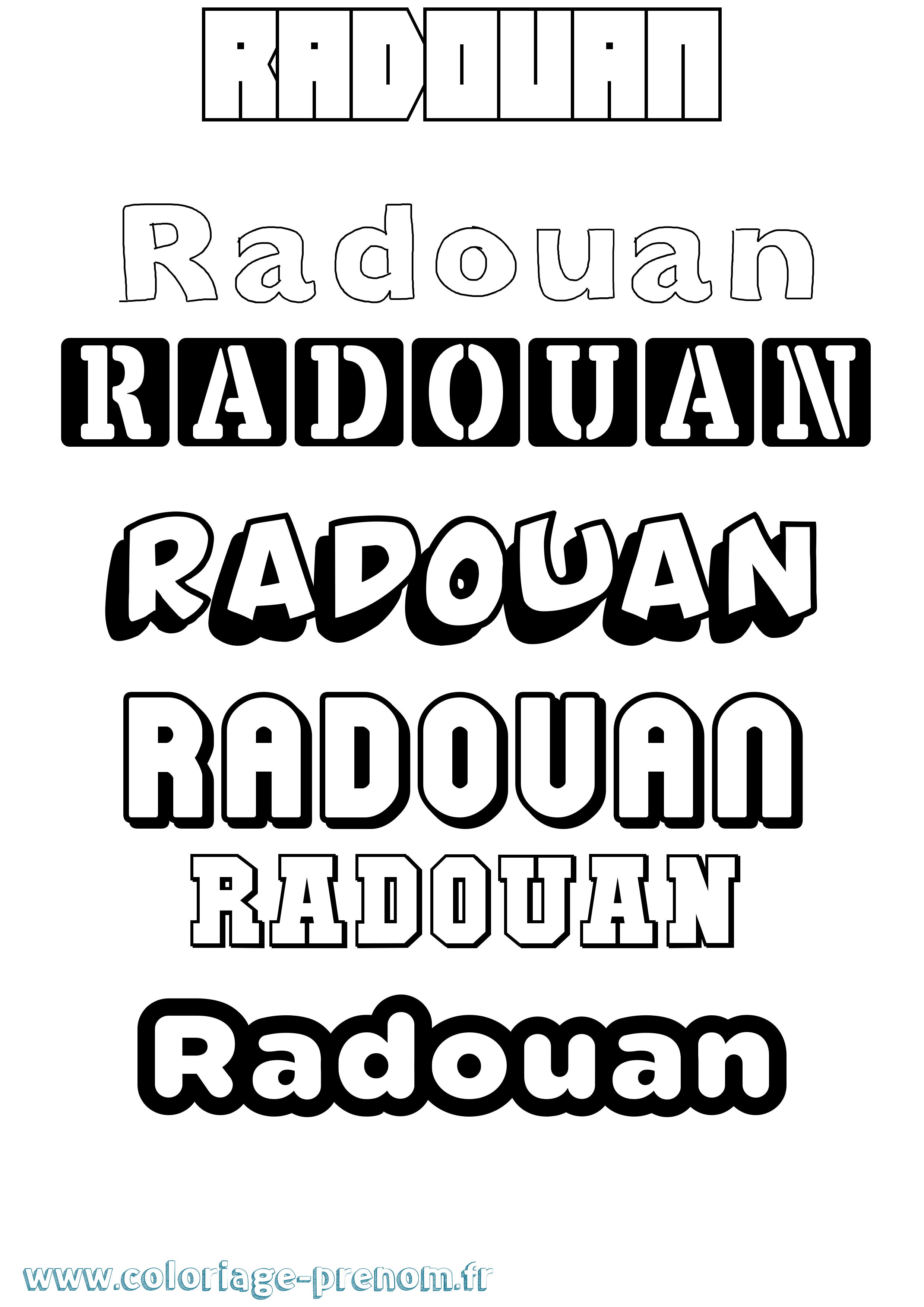 Coloriage prénom Radouan Simple