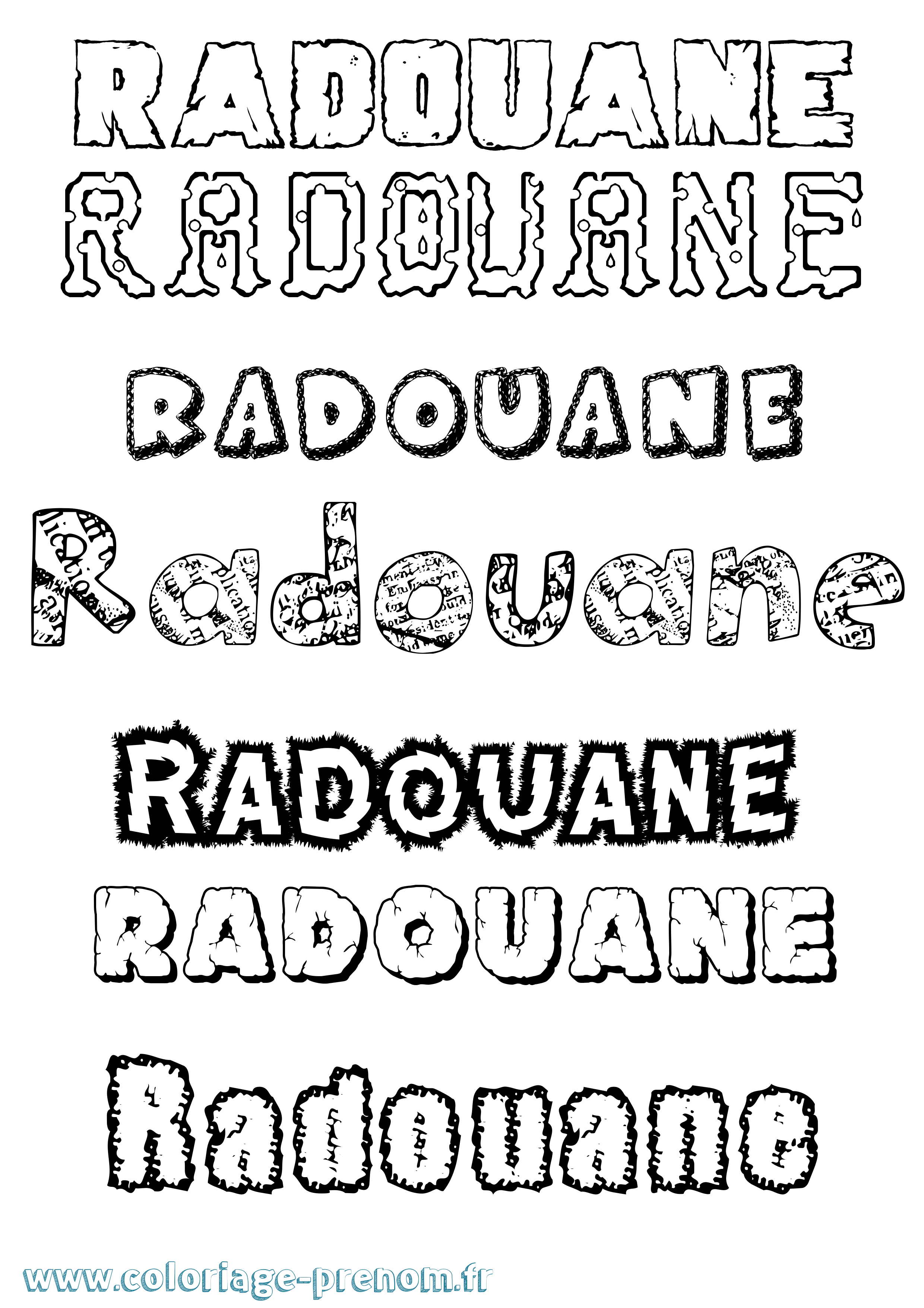 Coloriage prénom Radouane Destructuré